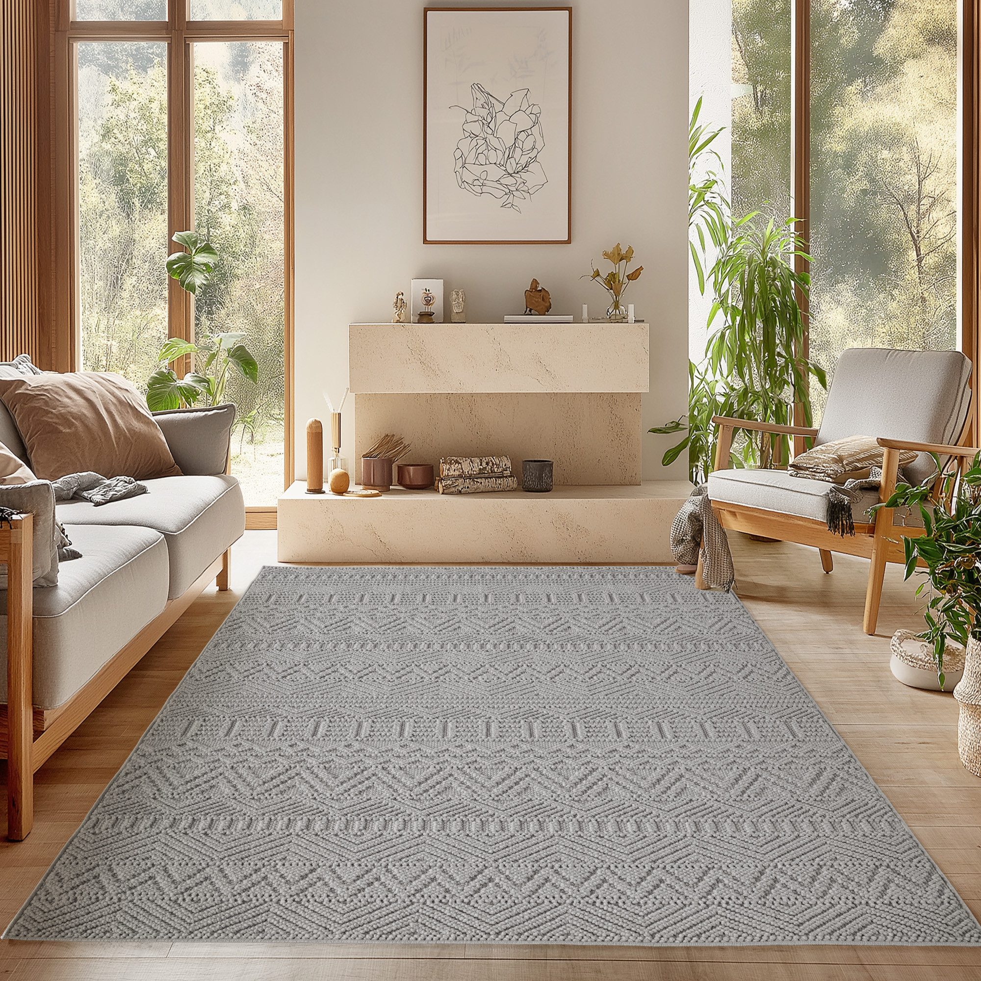 SIMPEX24 Designteppich Einfarbig Boucle Loop, Rechteckig, Höhe: 7 mm, Teppi günstig online kaufen