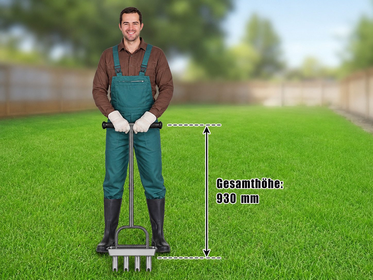BeneLabel Rasenlüfter Manuell Aerifizierer mit Auffangschale, für Garten‑Rasenpflege, 28,6 cm Arbeitsbreite, (1-tlg), Rasenspecht mit 4 hohlen Zinken & Reinigun – Bild 4 von 5