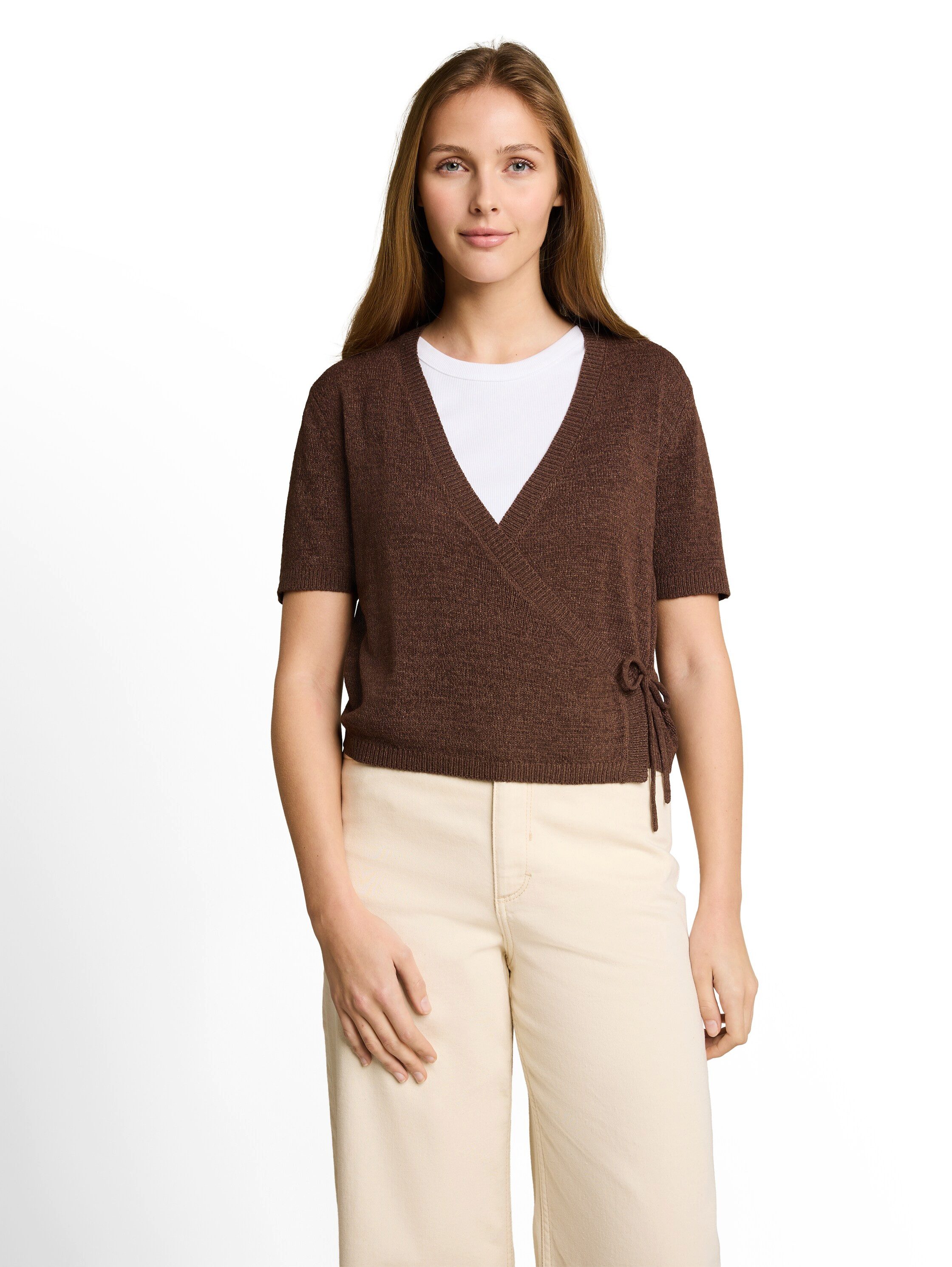 TOM TAILOR Denim Cardigan mit seitlicher Bindung und im Lagenlook