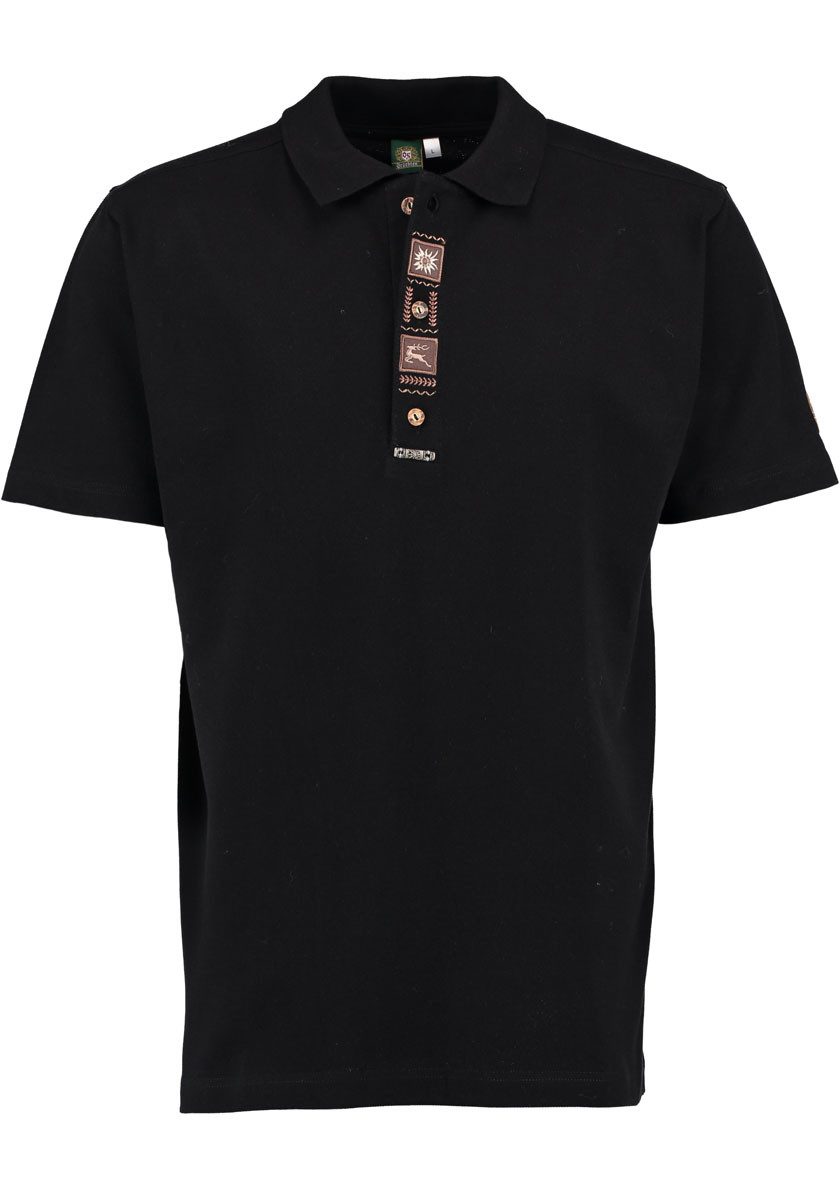 OS Trachten Poloshirt Zutao Regular Fit, Polokragen, Edelweiß-Stickerei auf günstig online kaufen