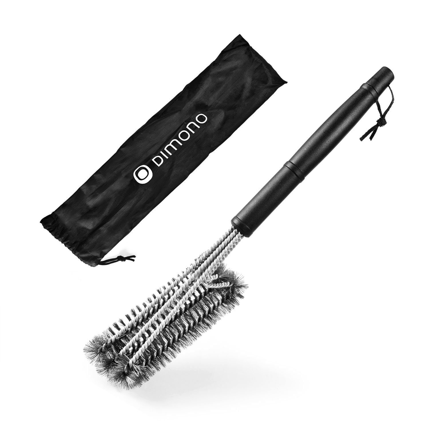 Dimono Grillbürste 360° Grillbürste aus Edelstahl – Hochwertiges BBQ Reinigungswerkzeug, Profi, BBQ, Bürste, (aus Edelstahl), mit Tasche