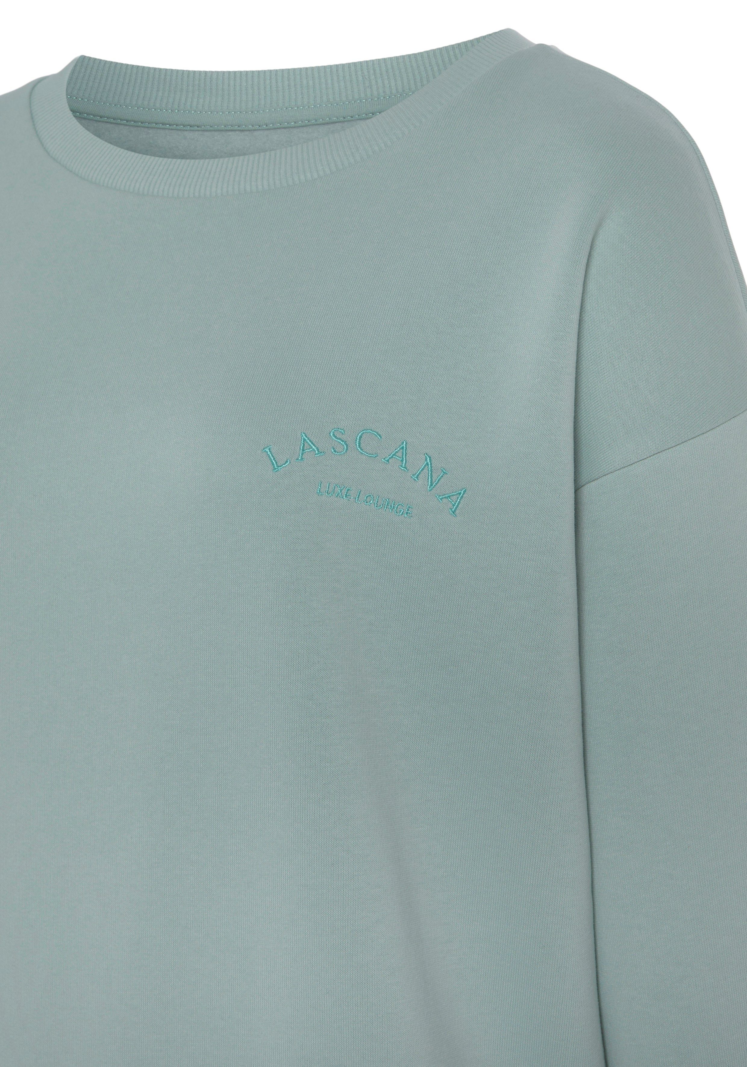 Ärmeln, -Pullover Sweatshirt mint mit Loungewear, LASCANA Loungeanzug weiten