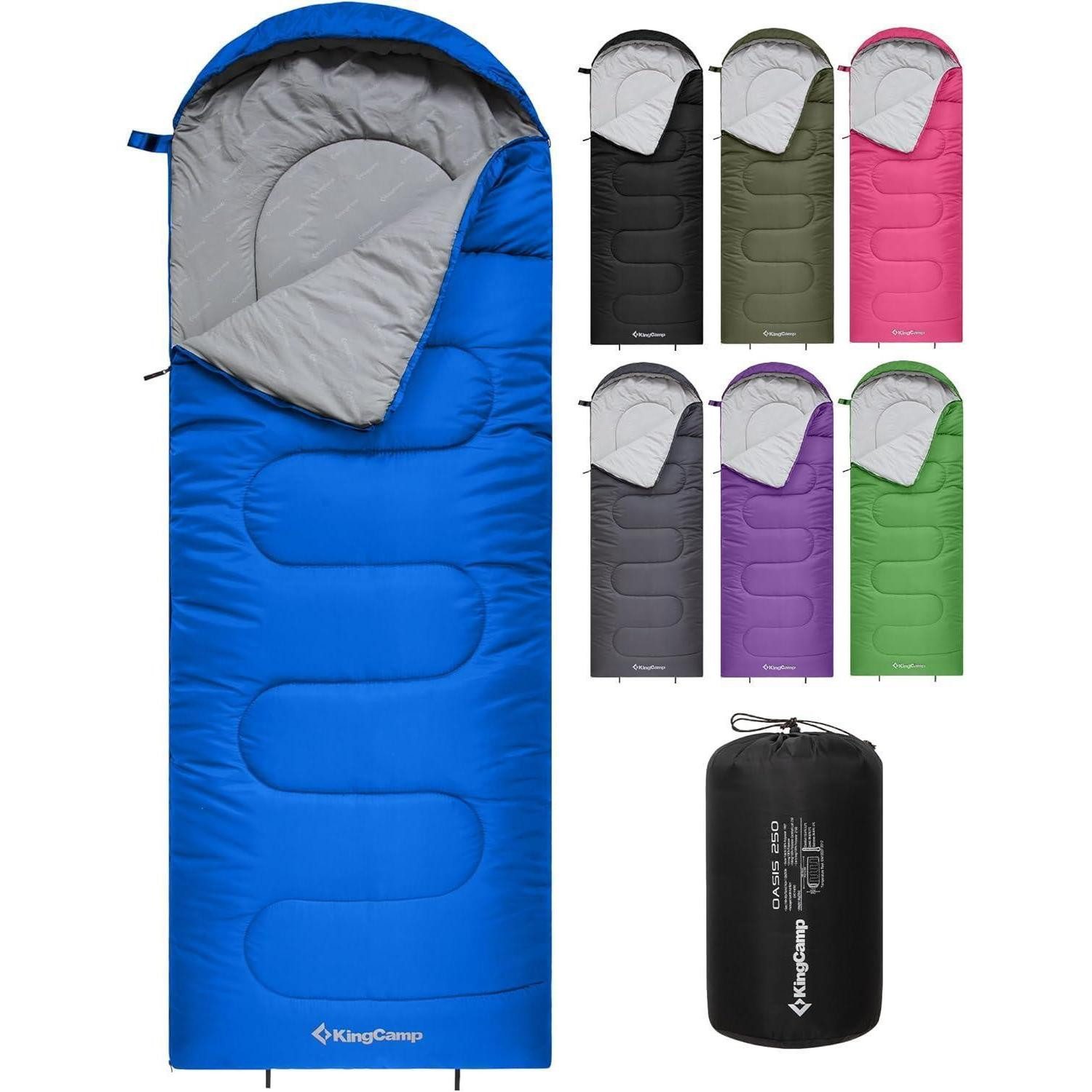 LuxusKollektion Deckenschlafsack Schlafsack Camping 3 4 Jahreszeiten Blau R Zip 220×75cm