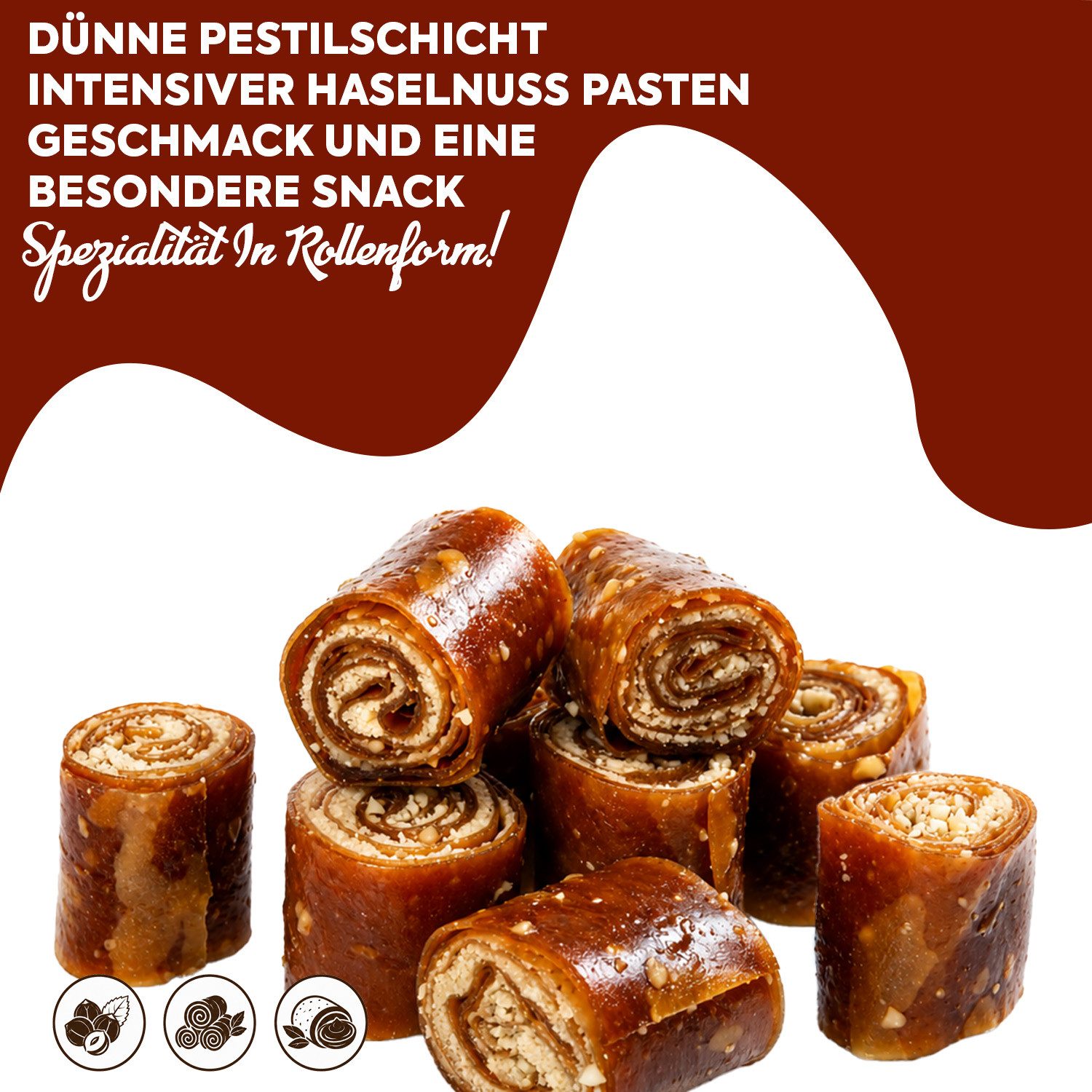 We_Natur Süßigkeit Fruchtleder mit Haselnusspaste – Zarte orientalische Süßigkeit, 350 g, Glutenfrei, ohne Zusatzstoffe – Bild 5 von 5