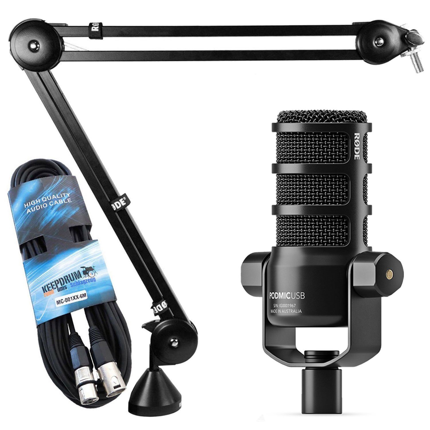 Mikrofon Rode Podmic USB XLR Mikrofon mit PSA-1 Stativ u Kabel