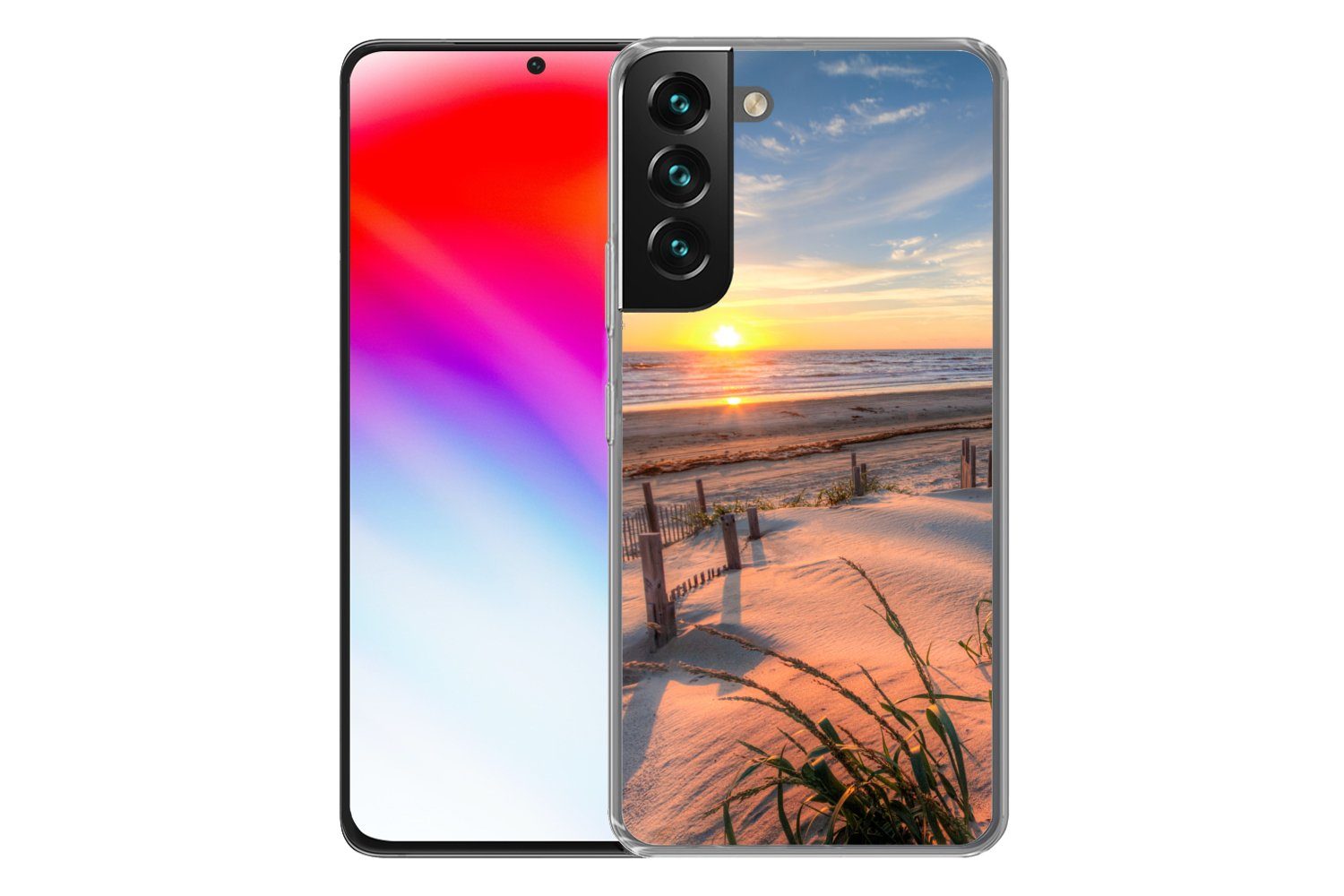 MuchoWow Handyhülle für Samsung Galaxy S22 Plus Strand - Meer - Düne - Sonnenuntergang - L, Phone Case, Silikon, Schutzhülle Dünn