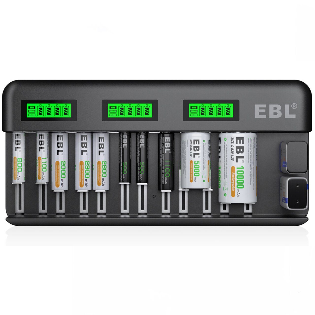 EBL 12+2 Akku Ladegerät-Schnell für AA/AAA/C/D NI-MH/NI-CD Batterie-Ladegerät