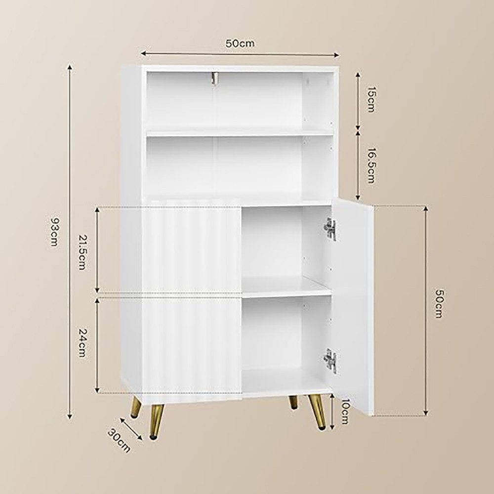 EUGAD Badkommode (1 St), Badezimmerschrank, mit 4 Fächern, 2 Türen, weiß