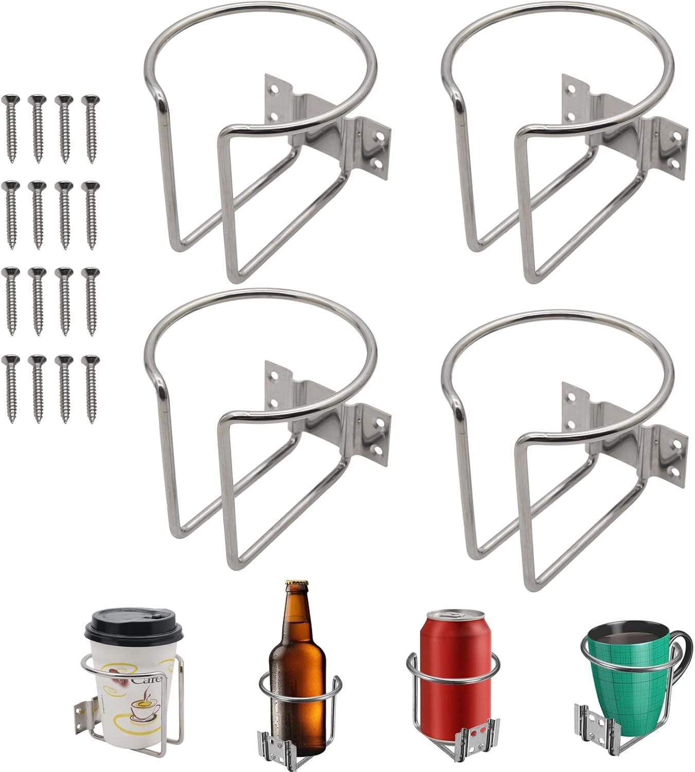 FELIXLEO Becherhalter 4er Pack Edelstahl Getränkehalter Boot Marine Yacht Wandmontage, (1-St)