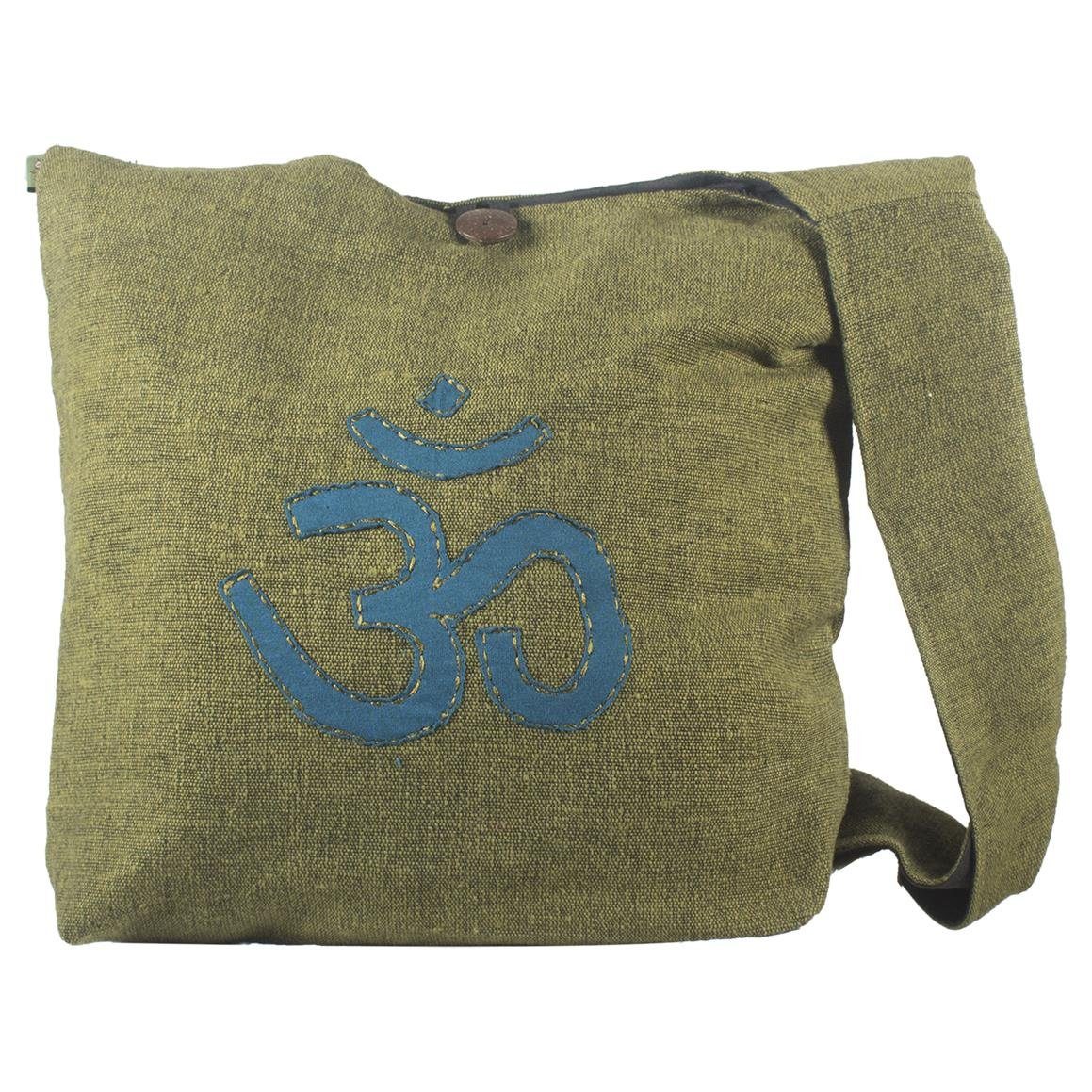 Damen Handtaschen Vishes Shopper Umhängetasche m. aufgenähtem umsticktem Om-Zeichen, Hippie, Goa, Yogi Style