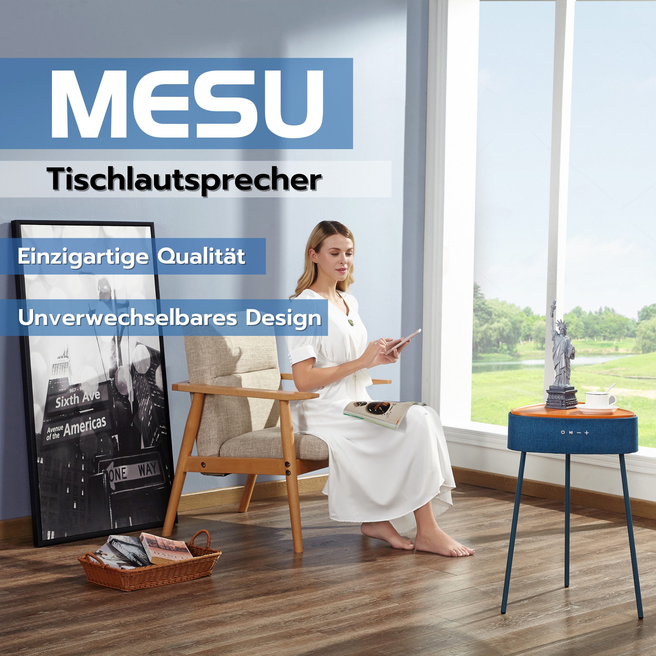 fontastic Mesu blau Stand-Lautsprecher (24 W, Bluetooth)