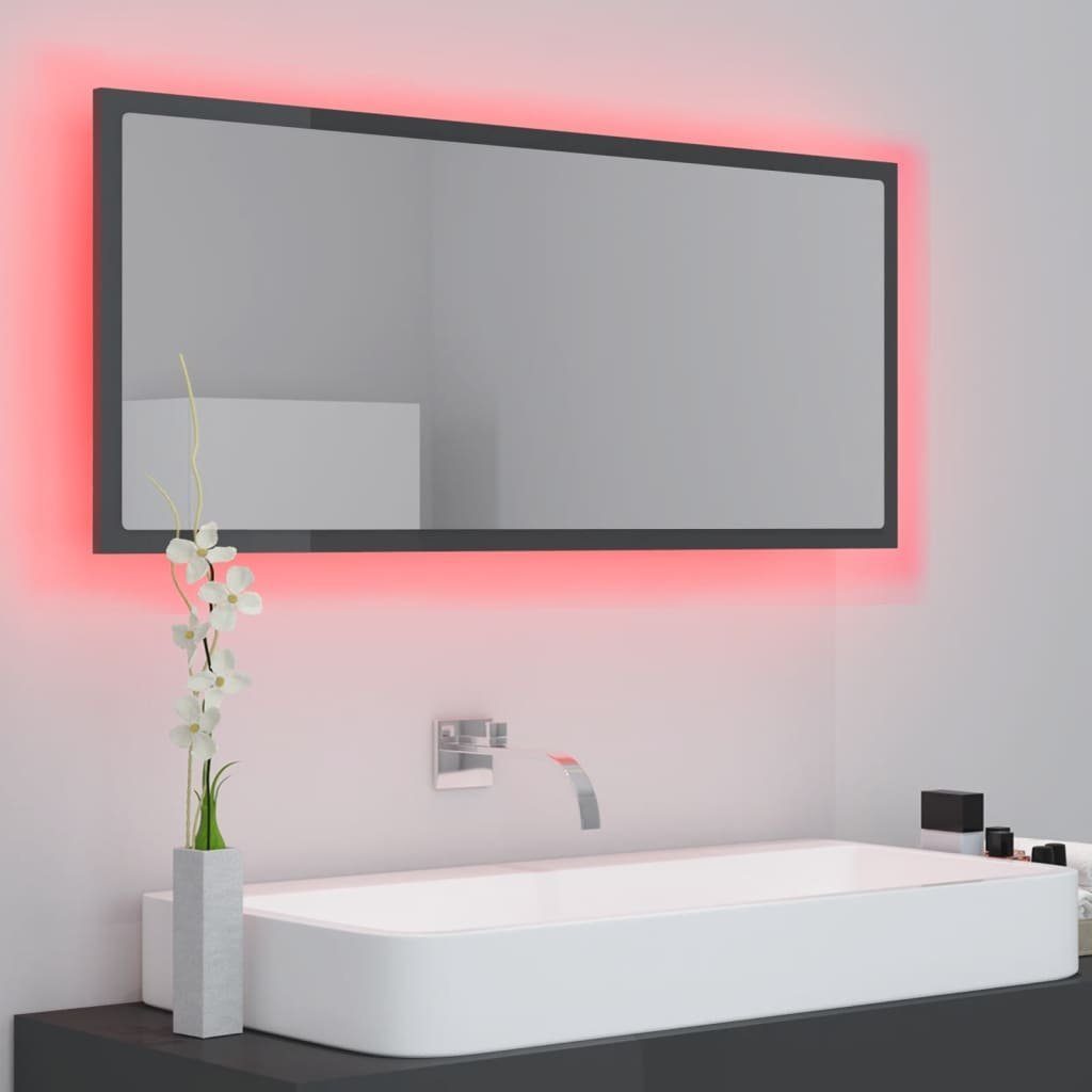 vidaXL Badezimmerspiegelschrank LED-Badspiegel 100x8,5x37 Acryl cm Hochglanz-Grau (1-St)