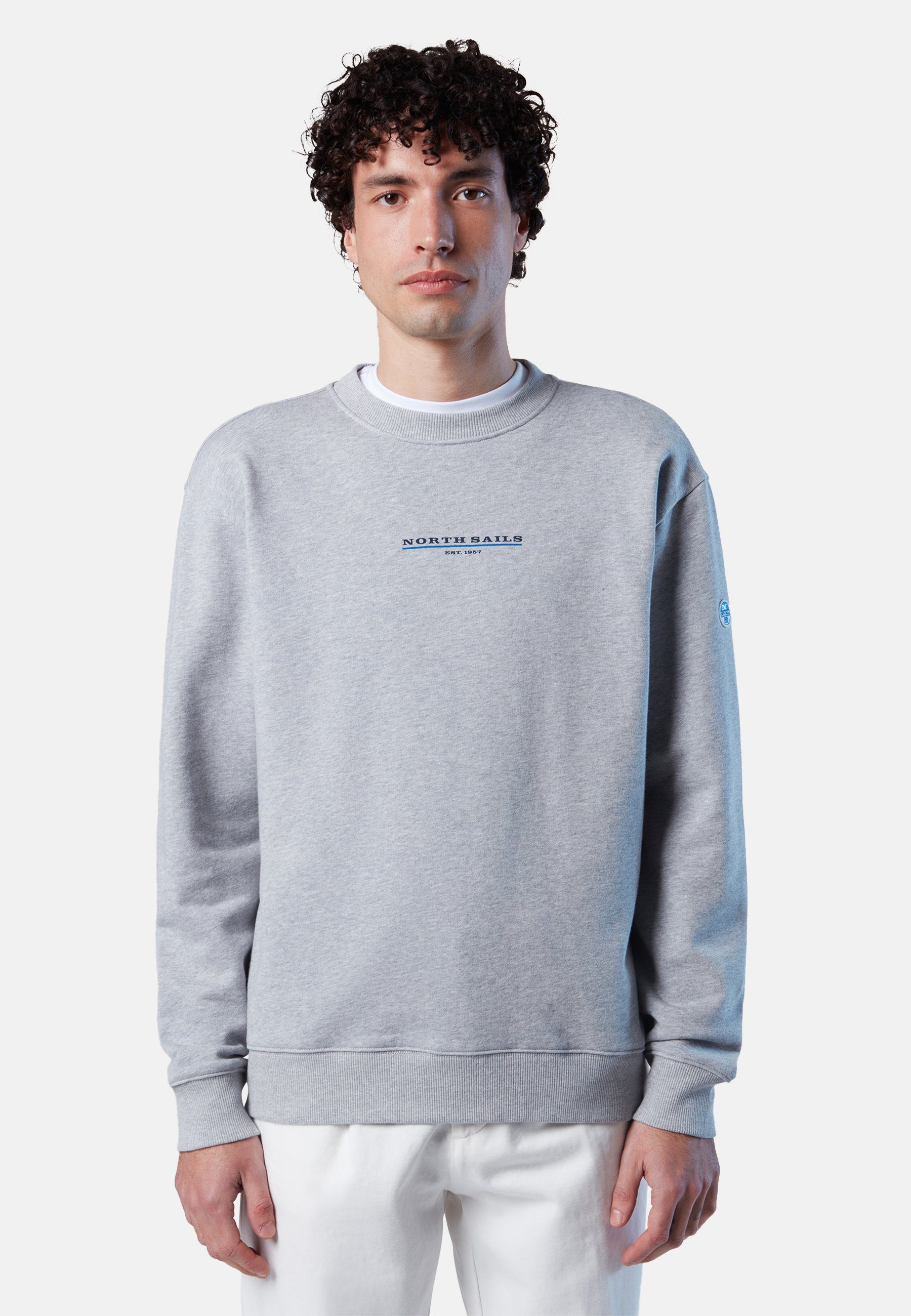 grey mit Fleecepullover North Brust-Print Sweatshirt Sails