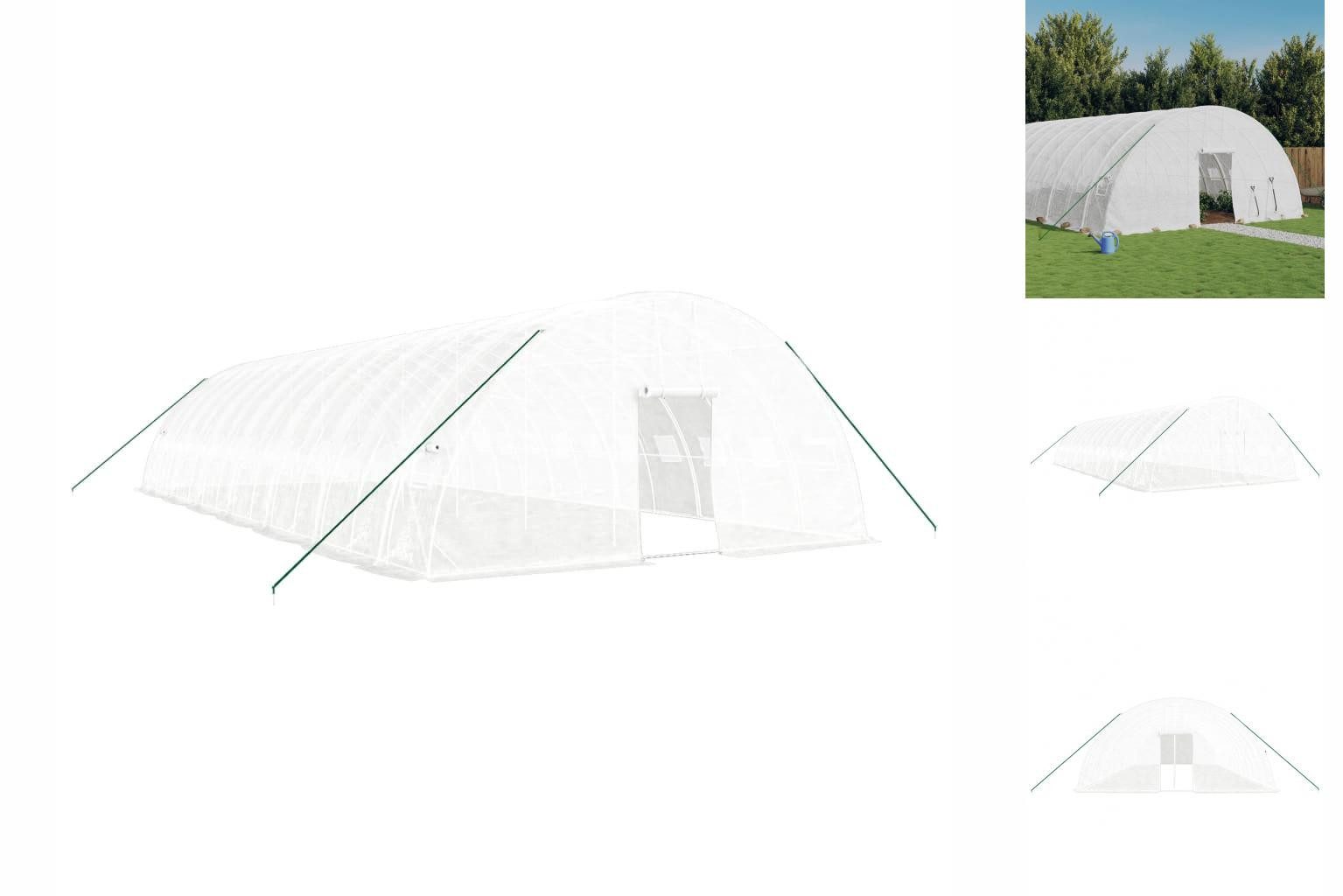 vidaXL Gewächshaus Foliengewächshaus Treibhaus Gewächshaus mit Stahlrahmen Weiß 84 m² 14x weiß | Rabatt: 24%