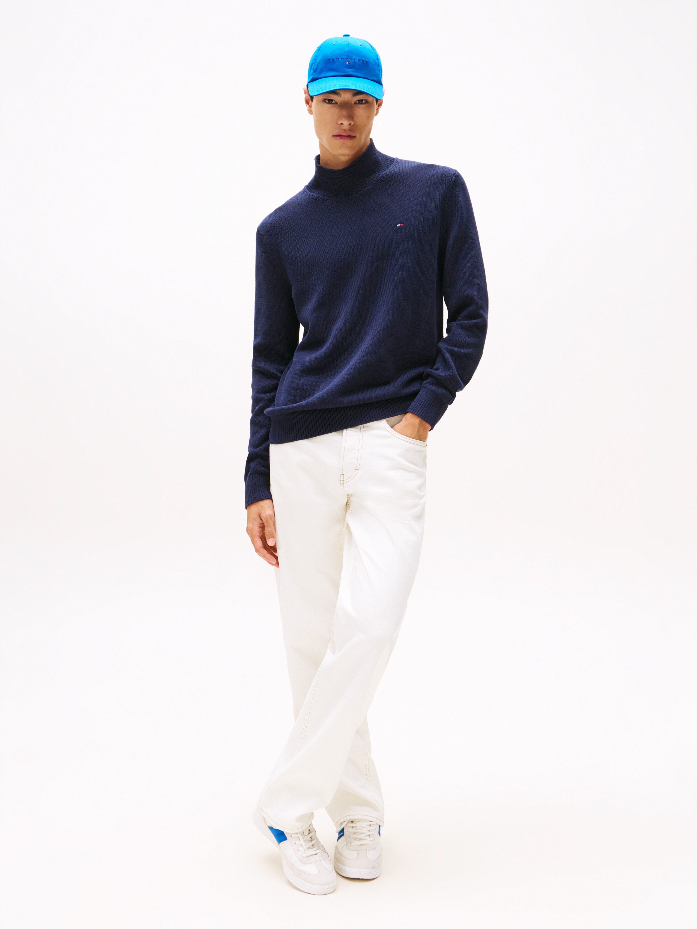 Tommy Jeans Rollkragenpullover TJM SLIM FIT ROLL NECK mit Mock Neck, Strickpullover 100% Baumwolle Pflegeleicht