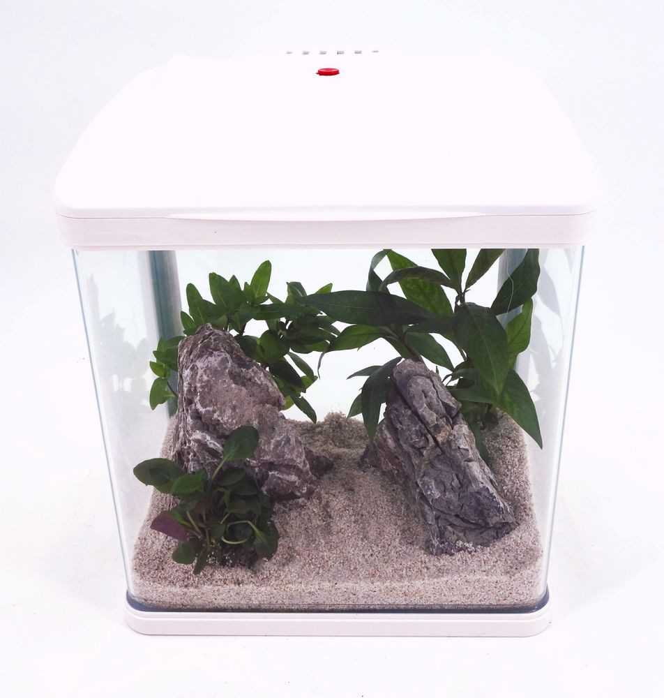 Aquaone Aquarium HR-230 weiß Nano Aquarium Komplettaquarium Mini Aquarium+Filteranlage