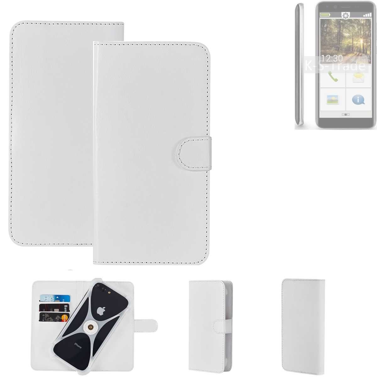 K-S-Trade Handyhülle für Emporia Smart.3 Mini, Handy Hülle Schutz Hülle  Cover Case Bookstyle Bumper weiß 1x