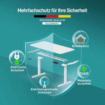 ERGOFINO Schreibtisch Höhenverstellbarer Schreibtisch Gestell - GS-Zertifiziert (2 Motoren, Schreibtisch Höhenverstellbar Elektrisch 3-Fach Teleskop mit Memory-Steuerung), Hohe Tragfähigkeit - DT30 PRO (Weiß)