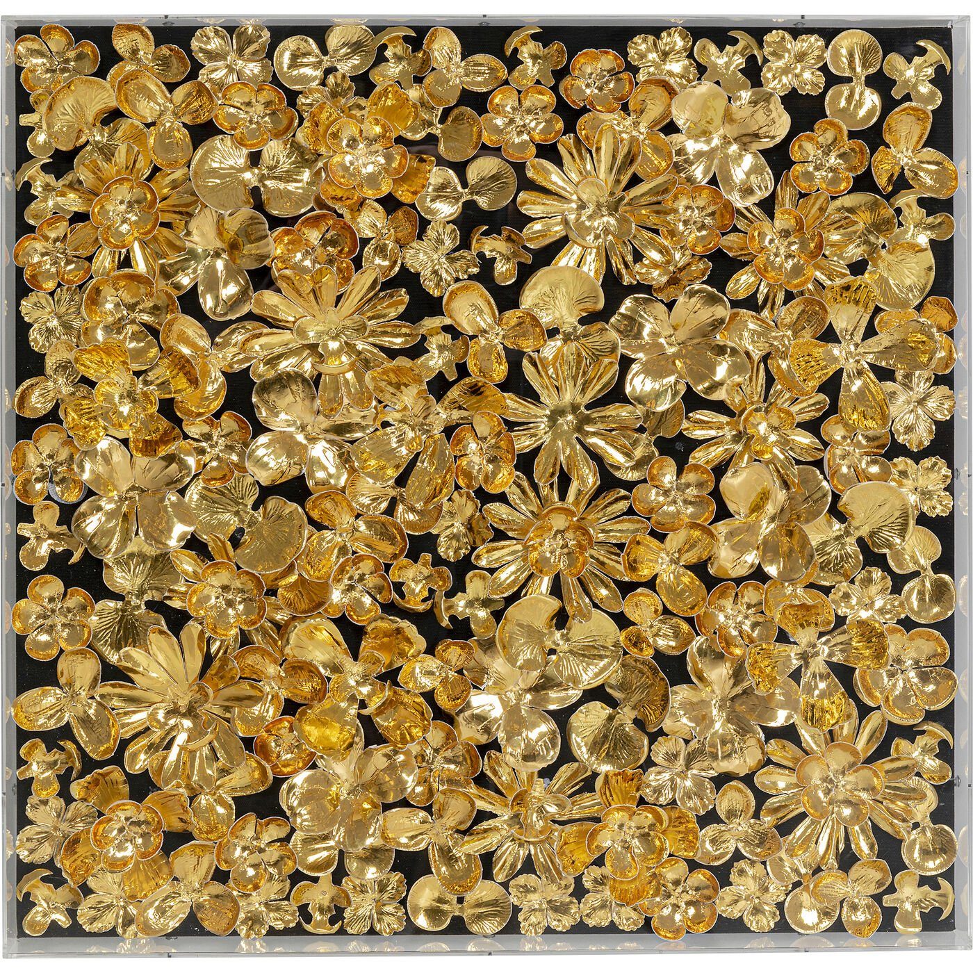 Kare Design Bild Gold, Blumen, 60x60 günstig online kaufen