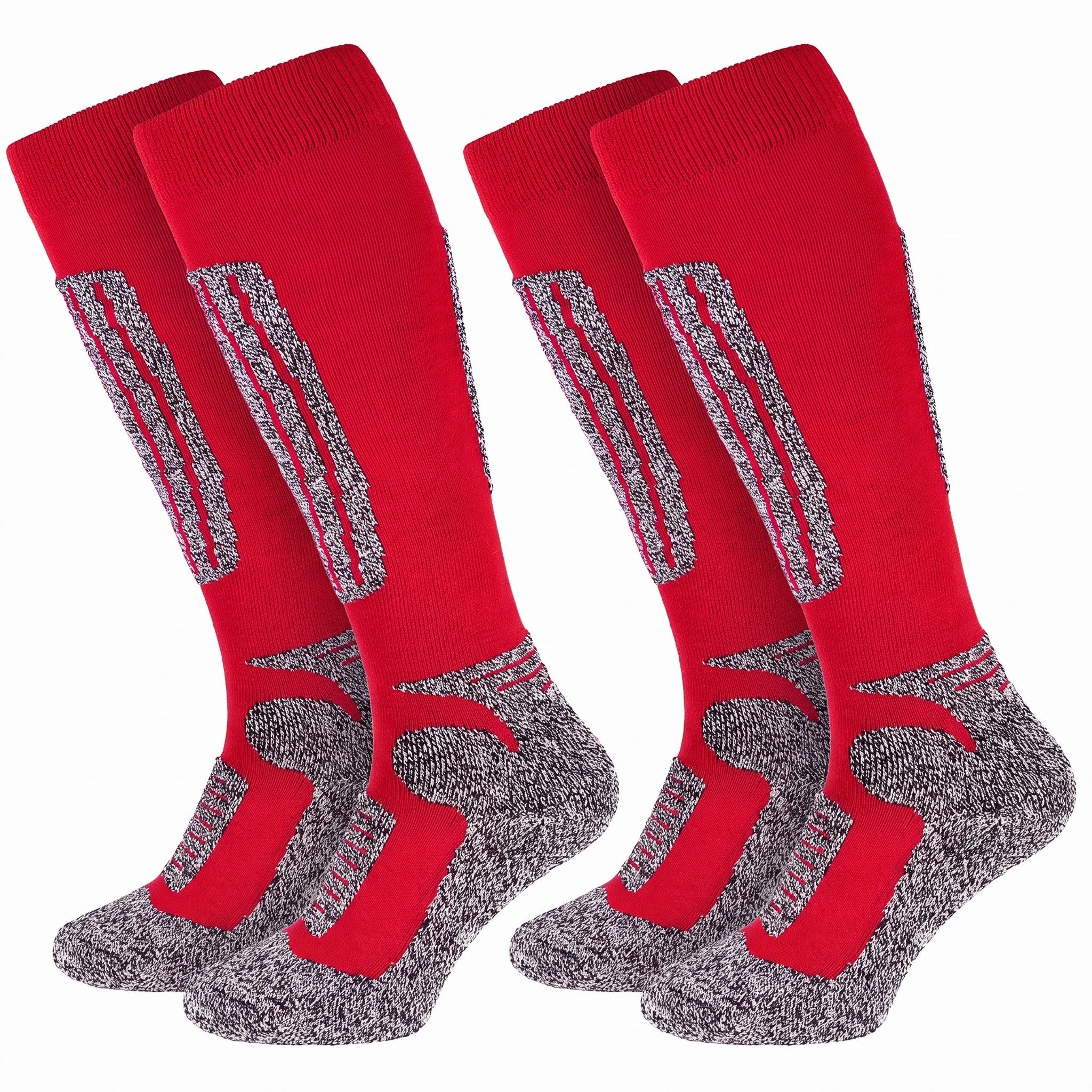 Black Snake Skisocken gepolsterte Thermosocken mit Wollanteil für Skischuh und Snowboardboot (2-Paar, Rot 35/38) Klimasohle und Komfortbund für sicheren Halt und Wärme auf der Piste