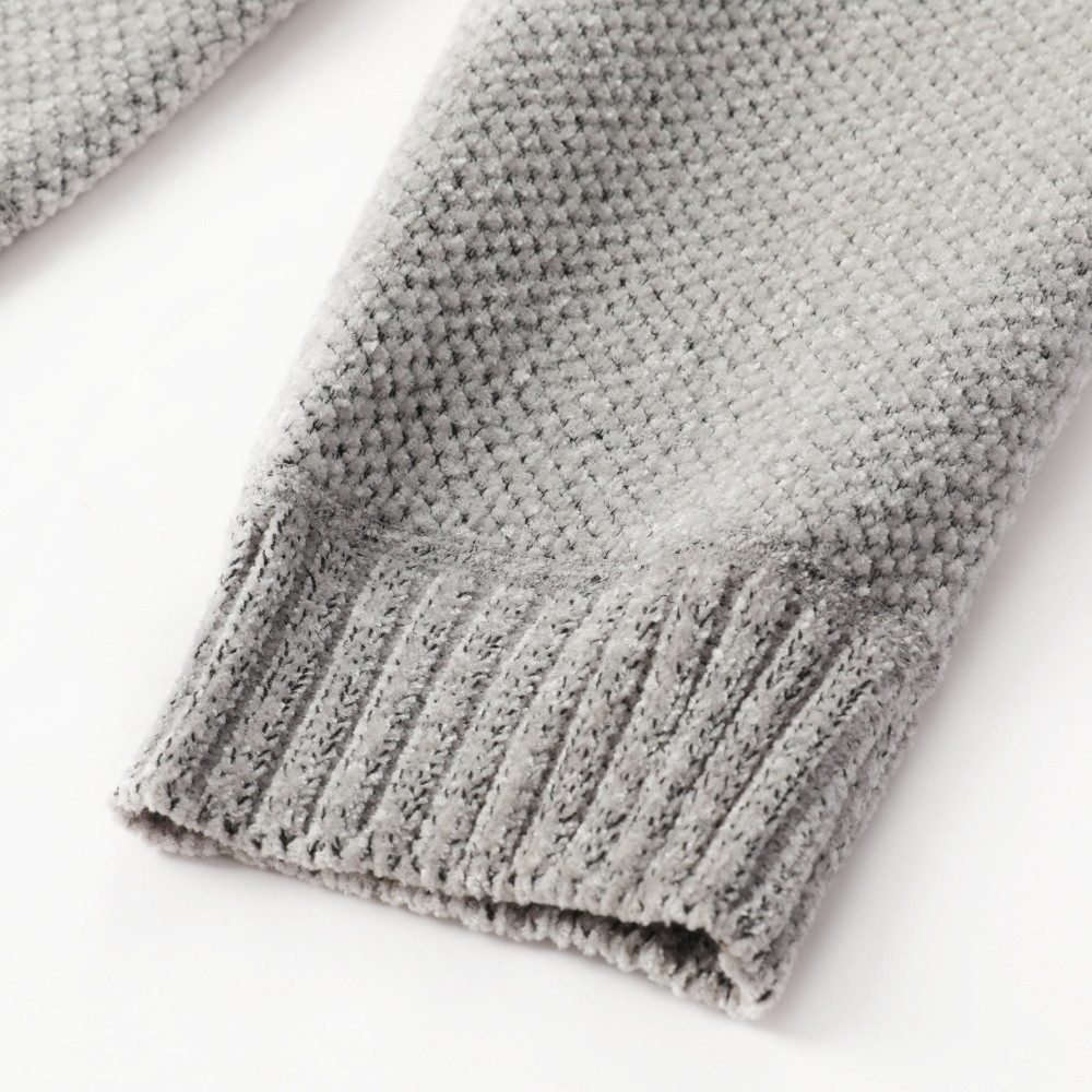 Allthemen Strickjacke mit Stehkragen Cardigan Uni Grobstrick Pullover – Bild 5 von 5