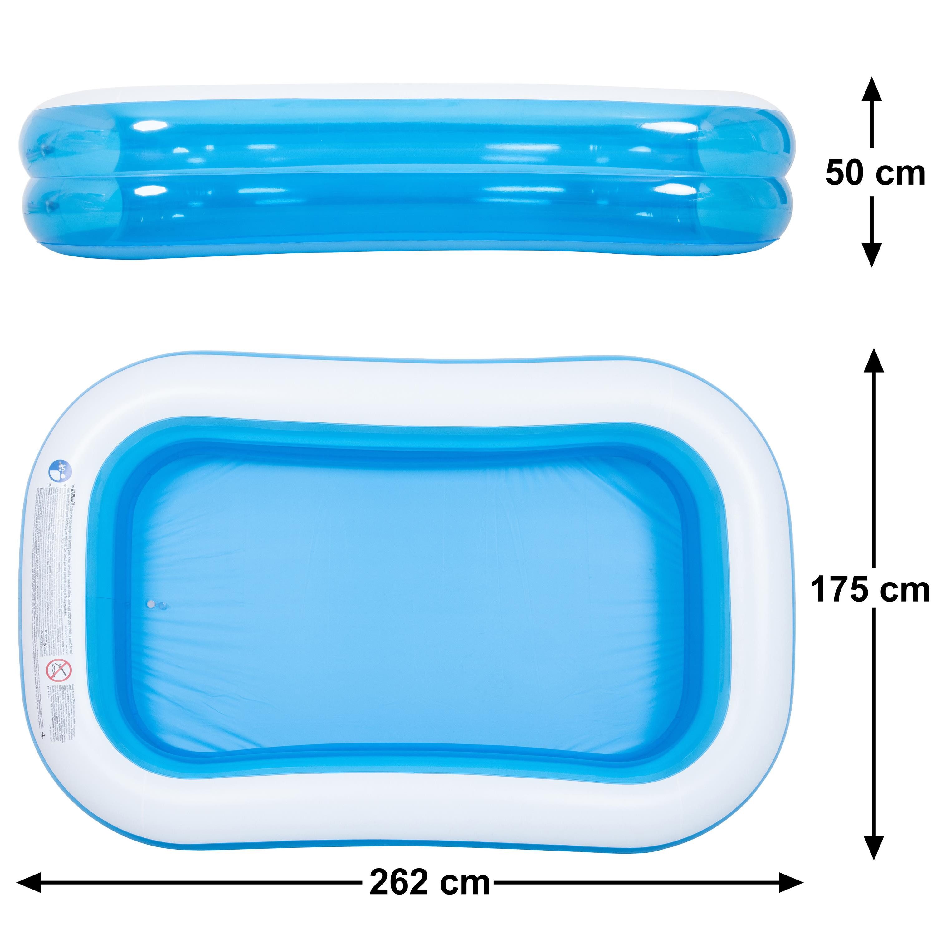 SunClub Planschbecken Kinderpool 262x175x50 cm, (Einzelpack, 1-tlg., aufblasbares Kinderbecken), rechteckiger 2-Ring Pool