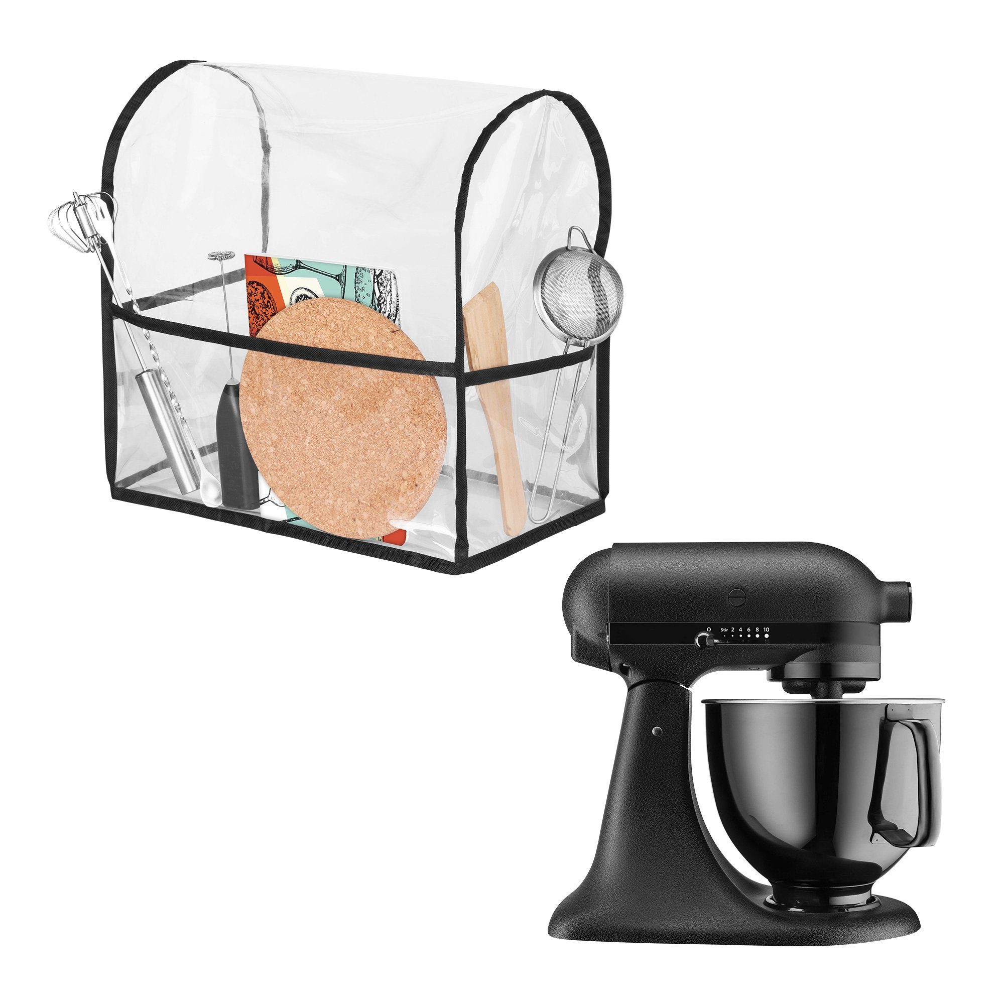 kwmobile Abdeckhaube TPU Hülle transparent für KitchenAid 4,3-4,8 liter, mit 3 Fächern - Küchenmaschine Staubschutz Abdeckhaube