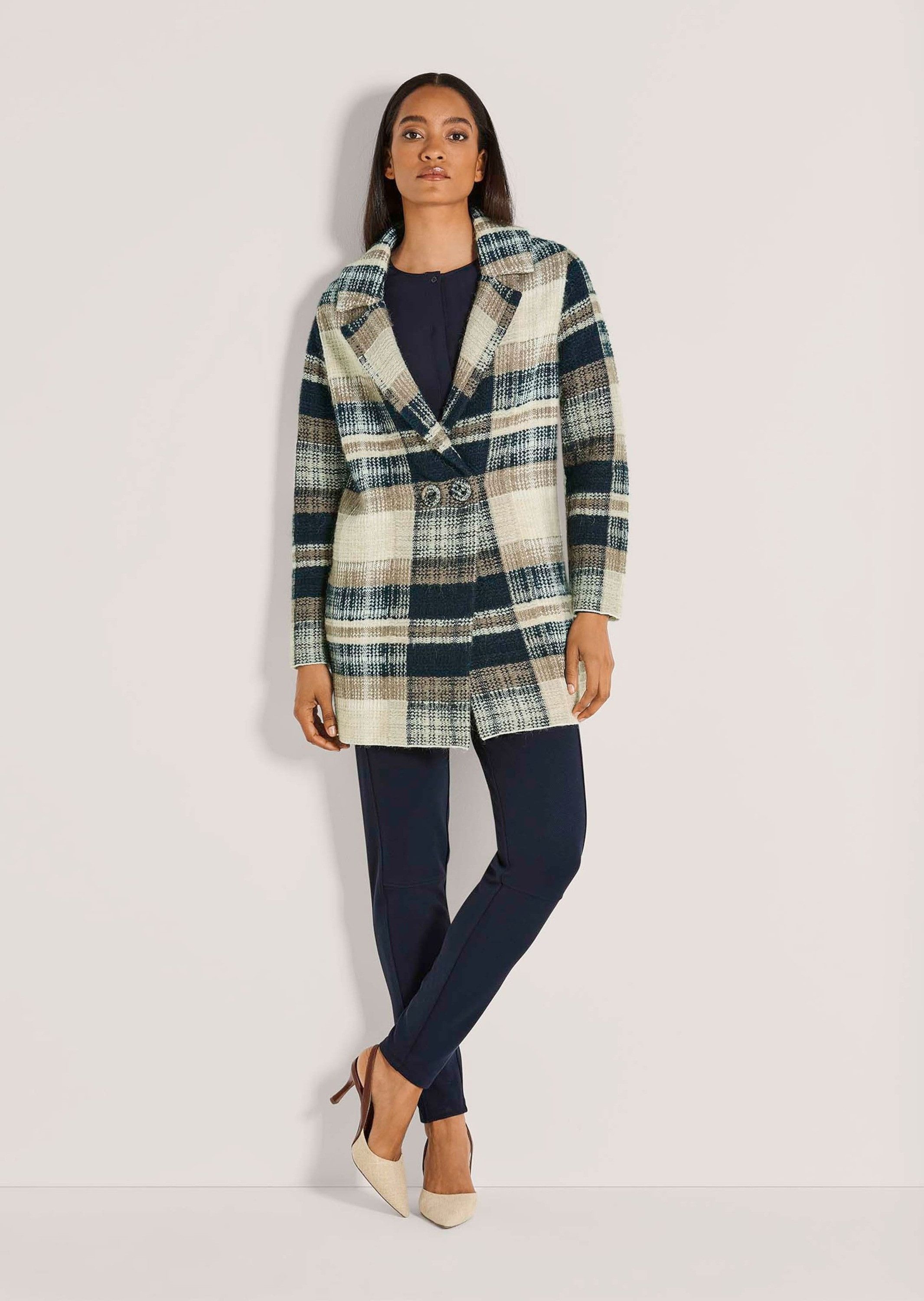 MADELEINE Strickjacke Dünner Mantel aus italienischem Garn Karo-Mantel mit günstig online kaufen