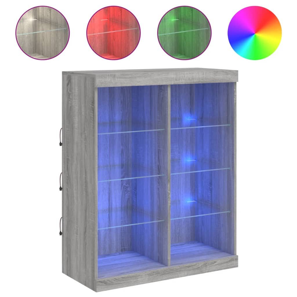 vidaXL Sideboard Sideboard mit LED-Leuchten Grau Sonoma 81x37x100 cm (1 St) günstig online kaufen