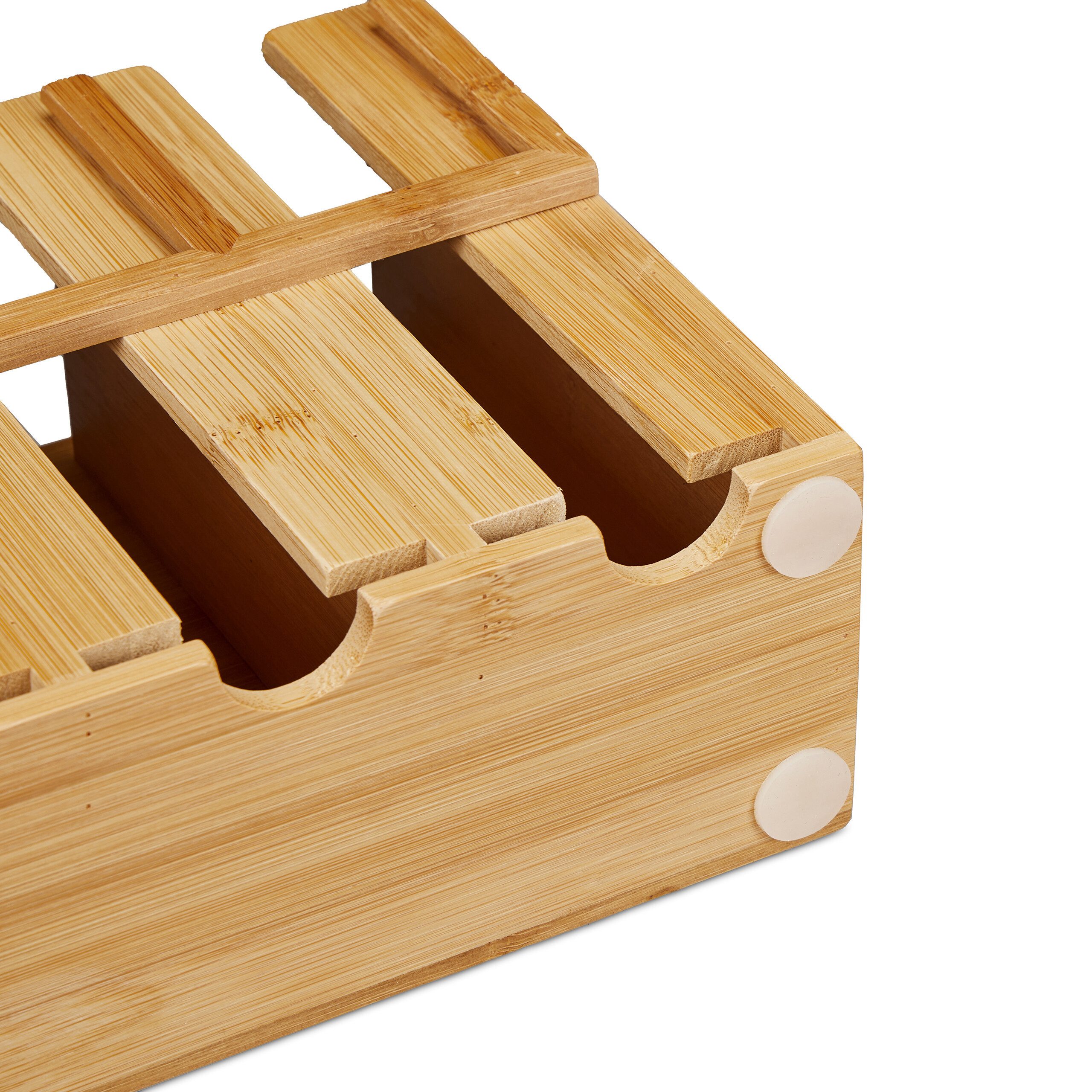 relaxdays Teebox Bambus Teebeutelspender mit 6 Fächern, Bambus