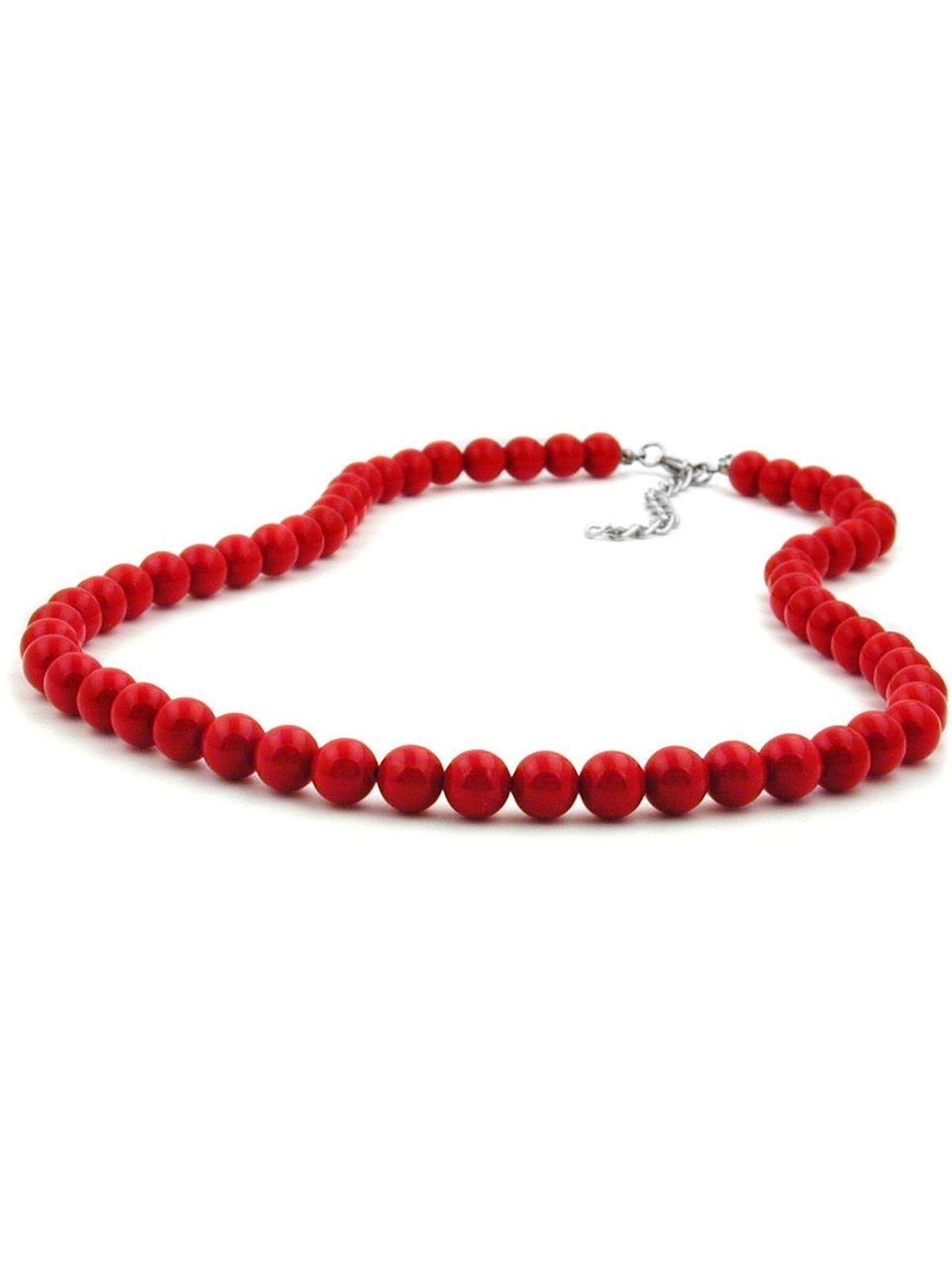 Gallay Perlenkette Kette 8mm Kunststoffperlen rot-glänzend 70cm (1-tlg)