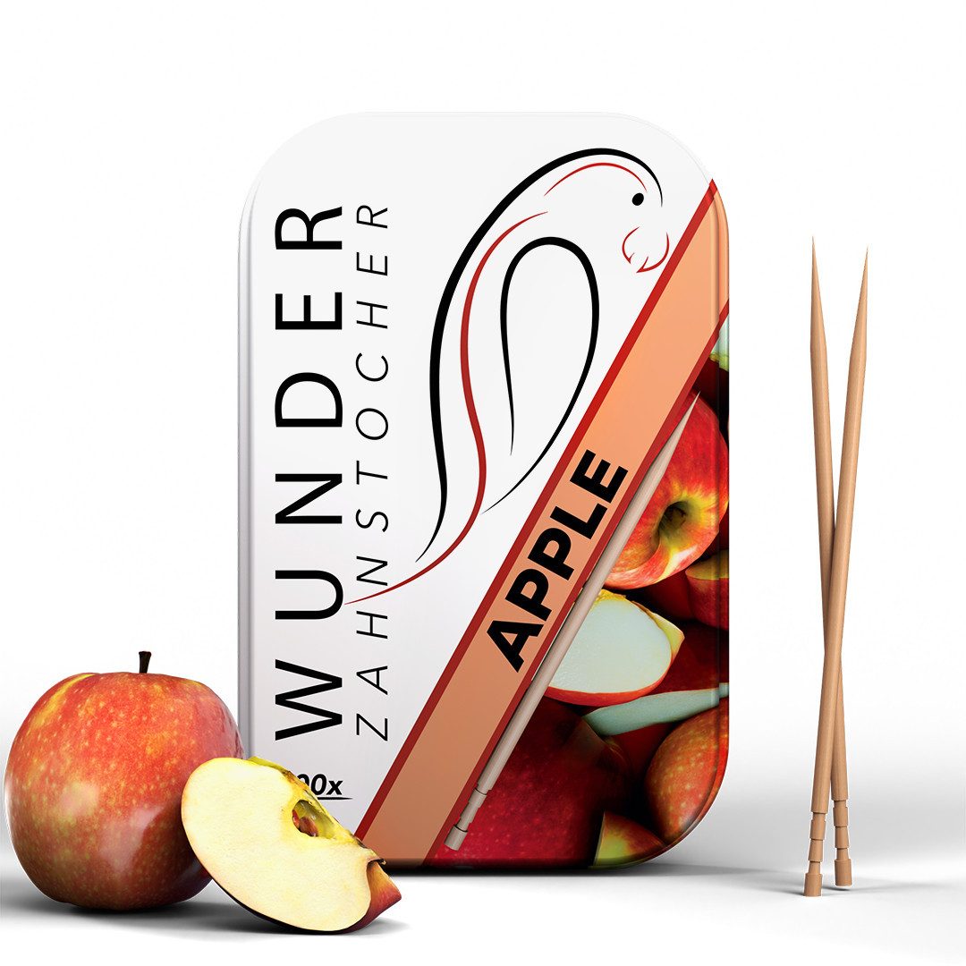 Wunder Zahnstocher Mundpflegecenter mit Geschmack 100x Zahnstocher in Metallbox - Apfel, frischer Atem - Alternative zu Kaugummi - Zuckerfrei & kalorienfrei