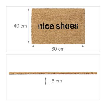 Fußmatte Fußmatte Kokos mit Spruch "Nice Shoes", relaxdays, Höhe: 15 mm