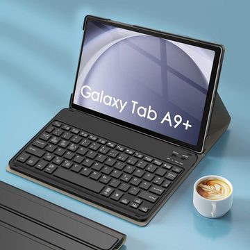 Sross QWERTZ Tastatur für Samsung Galaxy Tab A9+ Tastatur Hülle 11 Zoll 2023 Tablet-Tastatur (Magnetische Bluetooth für Galaxy Tab A9 Plus 11 Zoll (SM-X210/216/218)