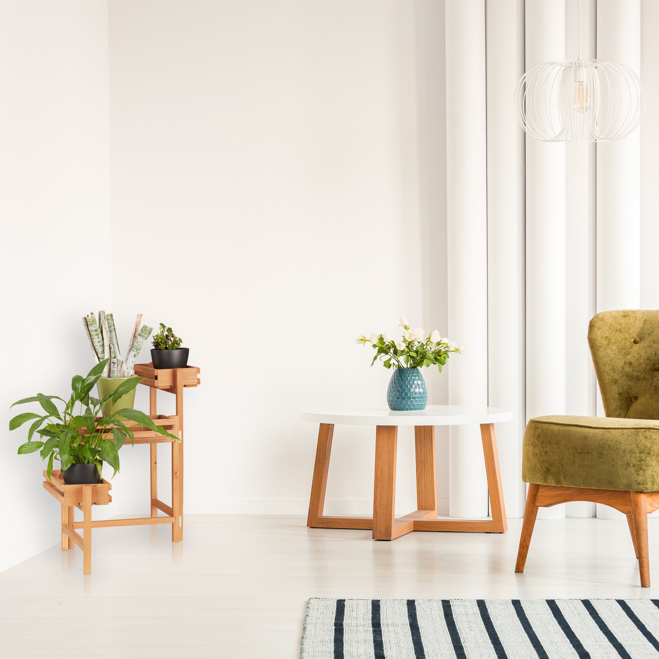 relaxdays Blumenständer Blumentreppe Holz beweglich