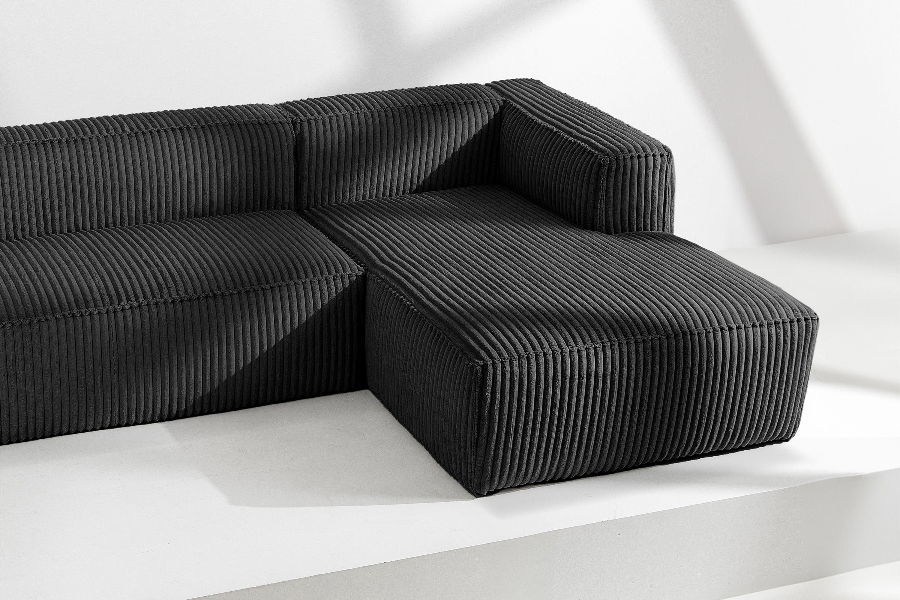 KONSIMO® Ecksofa Rechts Ecksofa FEROX, hergestellt in der EU,aus breitem Cordstoff,Modern