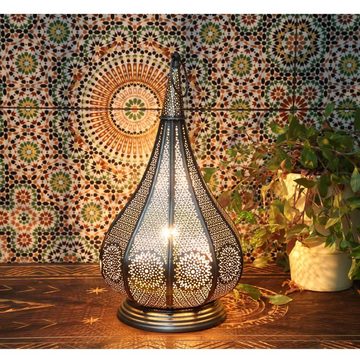 Casa Moro Tischleuchte Orientalische Lampe Monza Silber, schöne Weihnachtsbeleuchtung, ohne Leuchtmittel, Marokkanisches Windlicht, 2IN1 für elektrisch & Kerzenbeleuchtung, IRL620