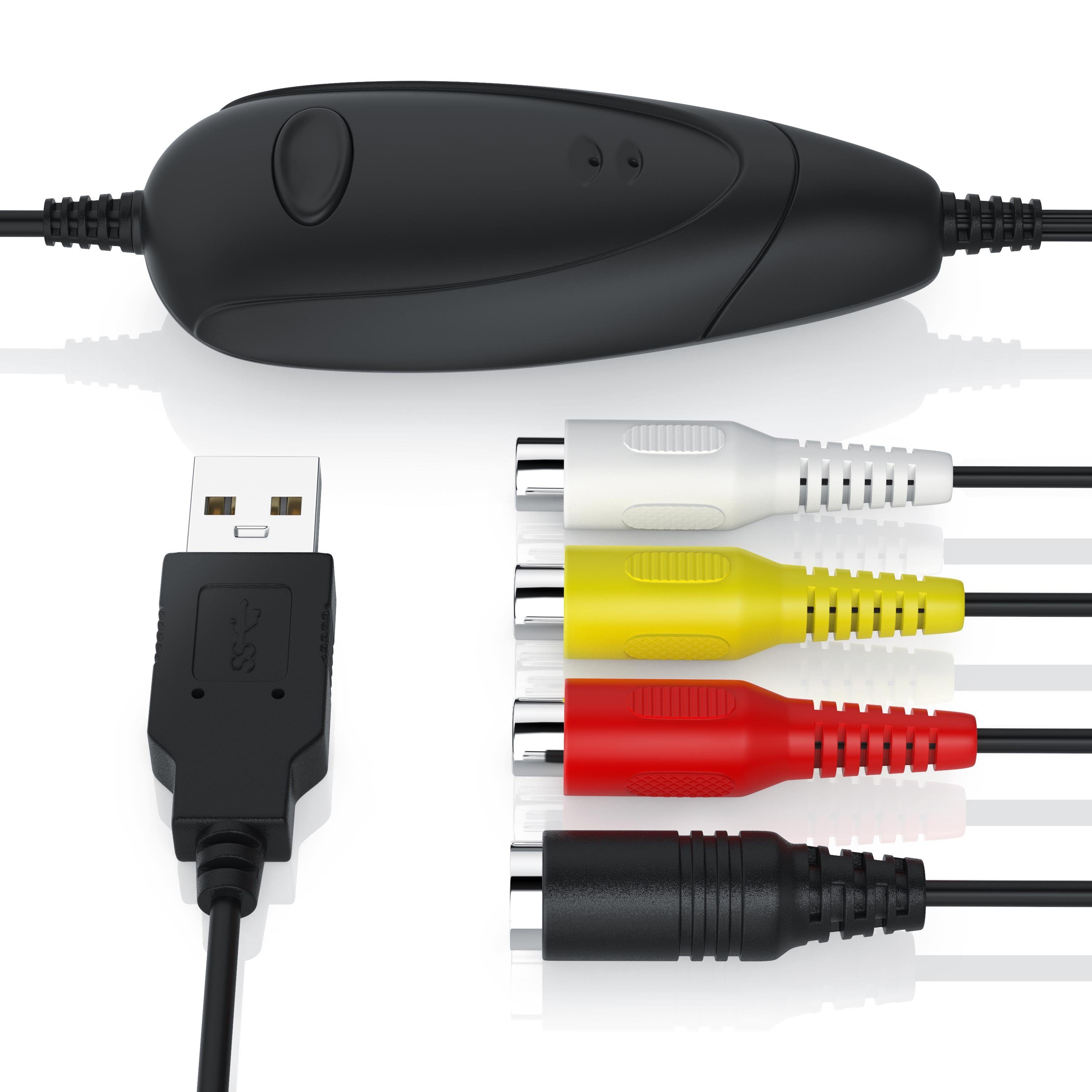 Aplic Video Grabber, Videokonverter, VHS Videoadapter zur Nachbearbeitung Audio- & Video-Adapter USB Typ A zu S-Video, Component-Video, Cinch, 75 cm, USB Grabber zur Audio Video Konvertierung MPEG-1 MPEG-2-Videocodierung