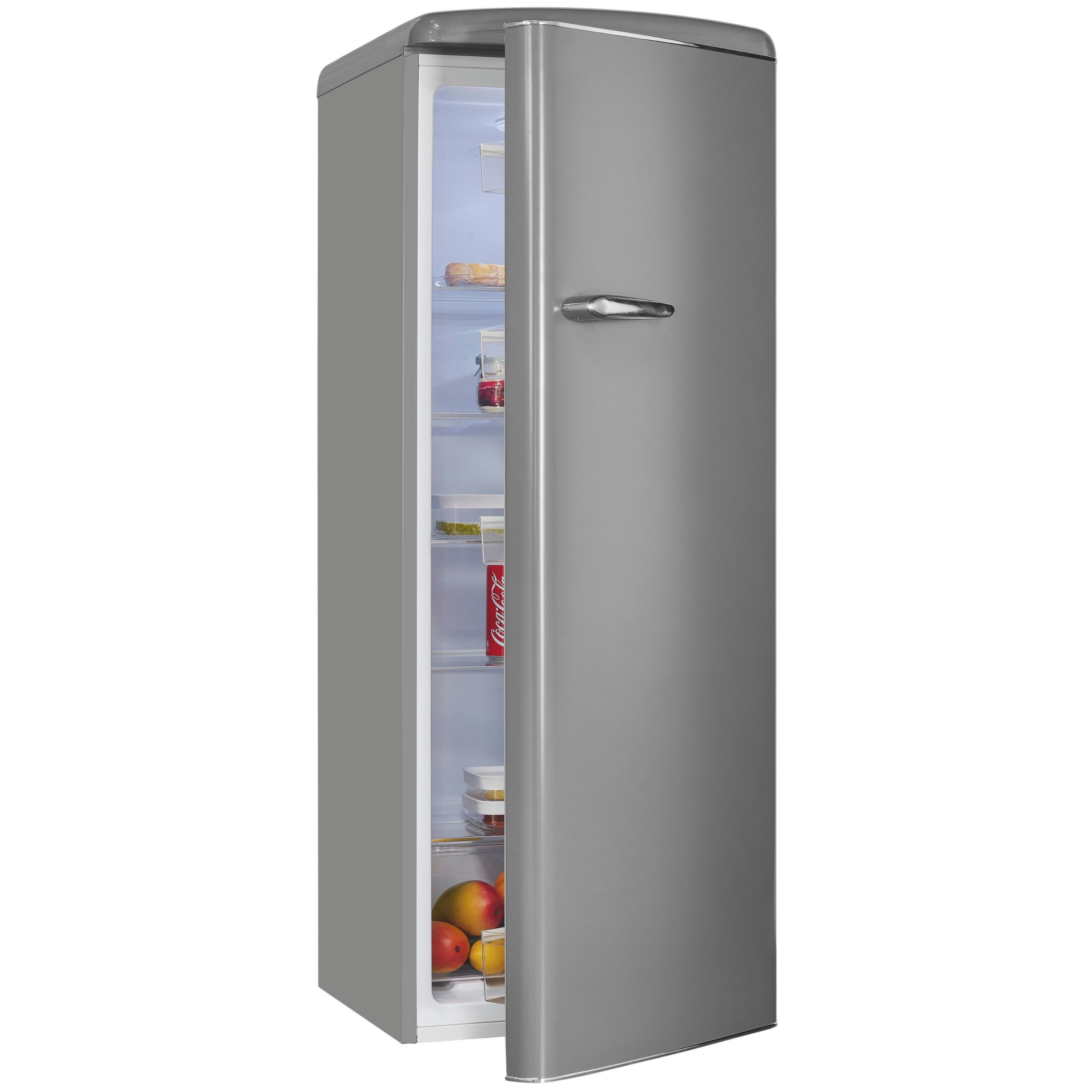 exquisit Kühlschrank RKS325-V-H-161E grau, 146.5 cm hoch, 54.5 cm breit, 5 Glasablagen, 4 Türablagen, manuelle Temperaturregelung