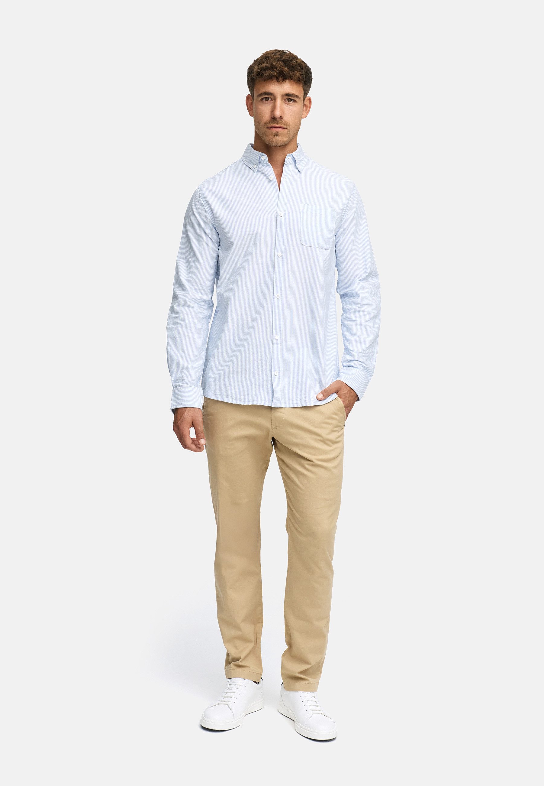 Indicode Langarmhemd Herren Kepner Herrenhemd Langarm mit Button-Down-Kragen und Brusttasche