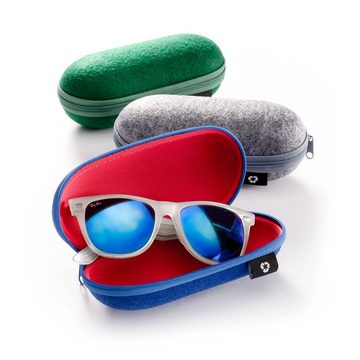 FEFI Brillenetui Sport- und Sonnenbrillen, mit Filzbezug aus recycelten PET-Flaschen, Set aus 1 Etui + Mikrofasertuch