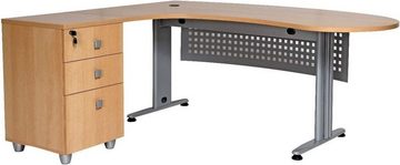 Furni24 Schreibtisch Schreibtisch, Winkelschreibtisch "Gela", Buche, links gewinkelt