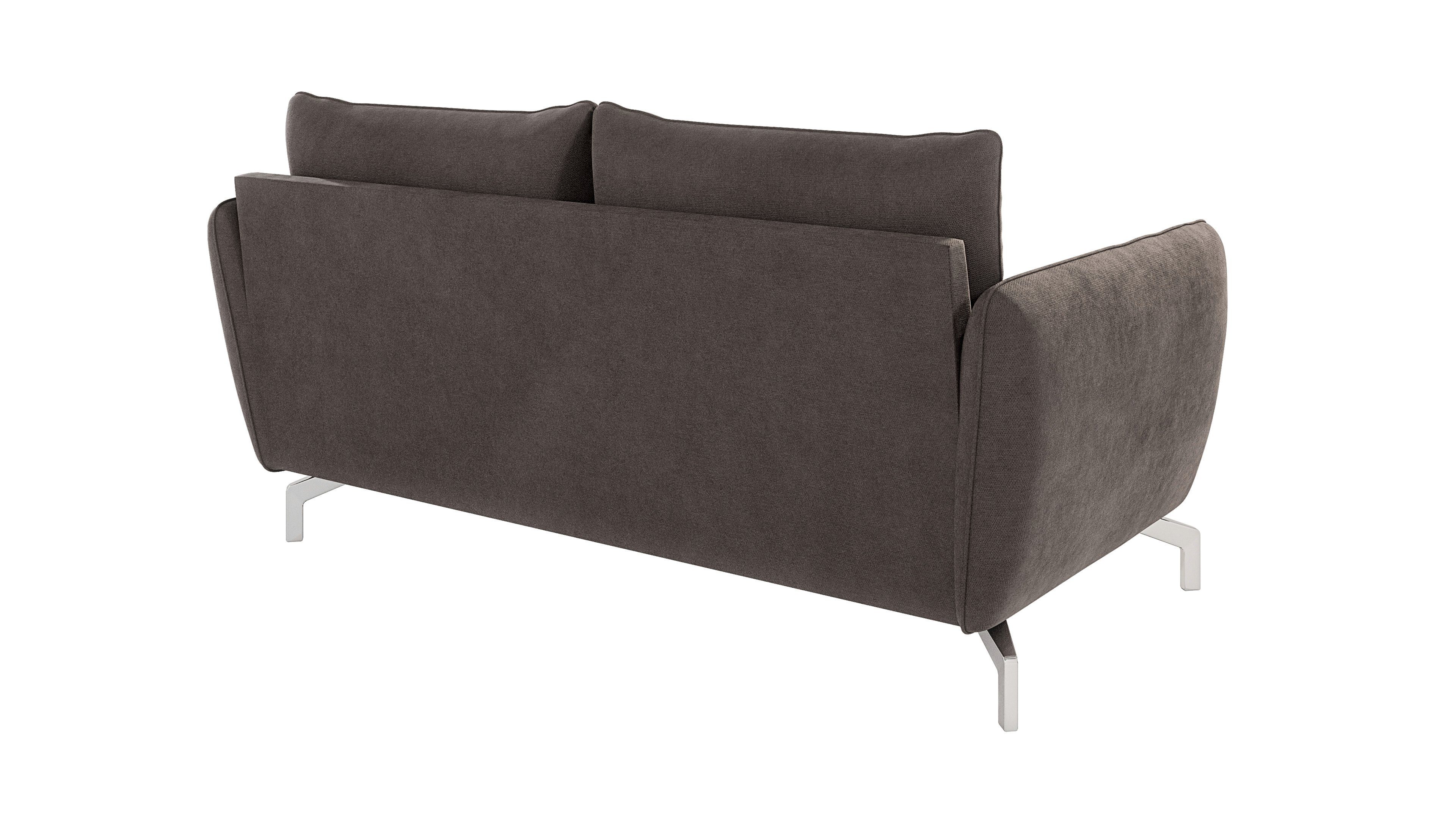 S-Style Möbel 2-Sitzer Wellenfederung - Modernes mit Khaki Silber Braun Metall Benita mit Füßen, Sofa
