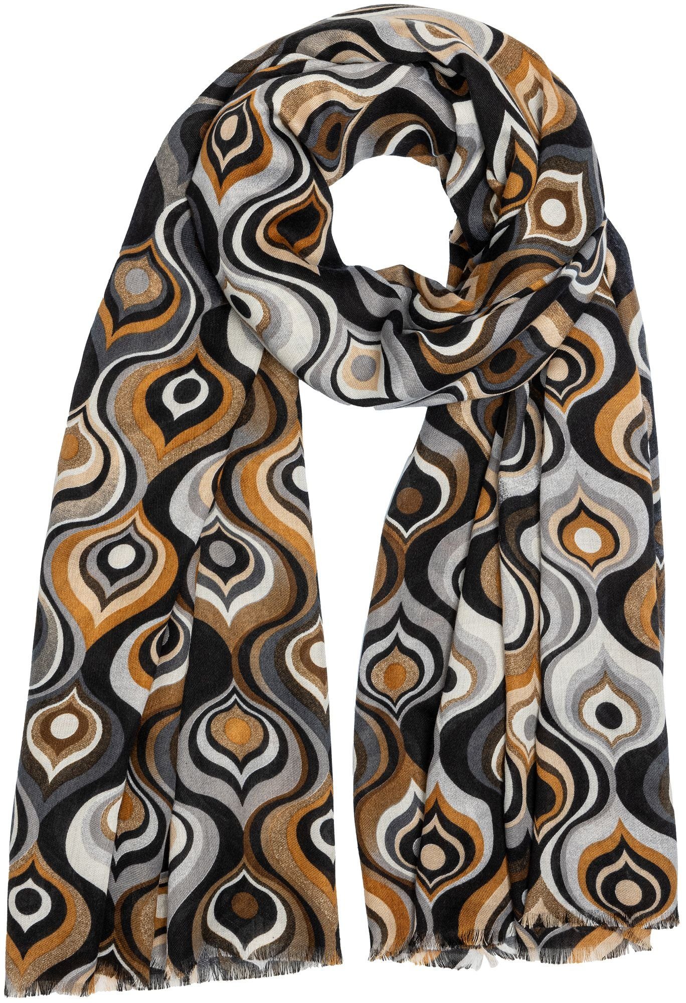 Caspar Modeschal SC520 Damen Schal mit stylishem 60er Retro Print