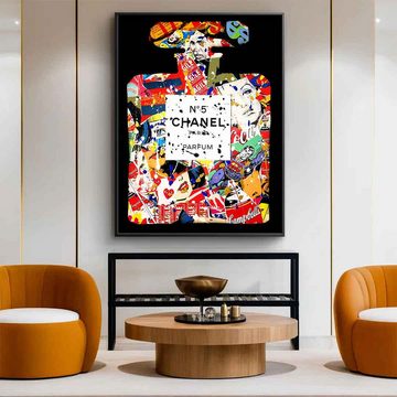 DOTCOMCANVAS® Leinwandbild POP CHANEL BOTTLE, Leinwandbild Chanel N°5 Parfum Pop Art hochkant Wandbild