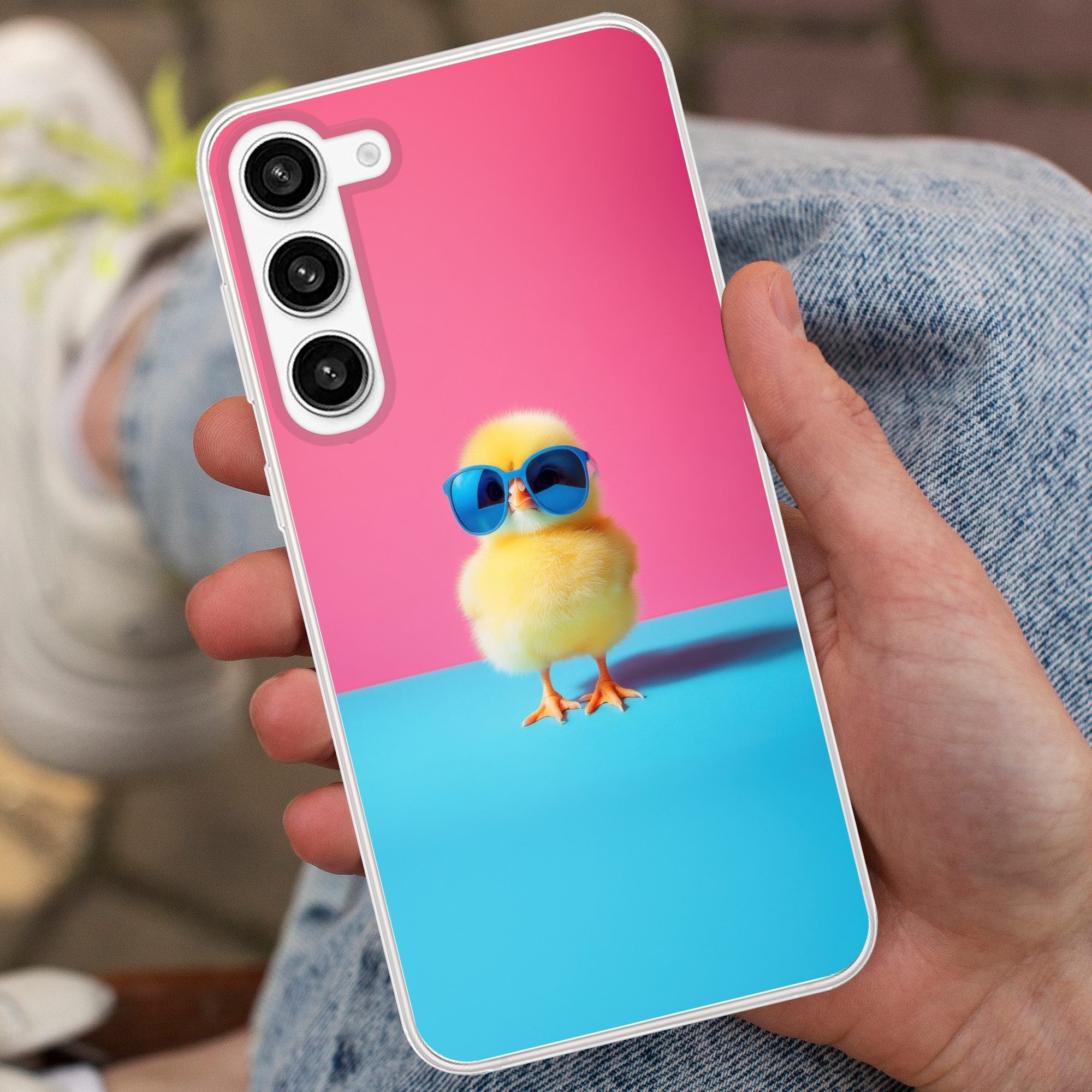 MuchoWow Handyhülle für Samsung Galaxy S23 Plus Chick - Sonnenbrille - Blau, Phone Case, Silikon, Schutzhülle Dünn