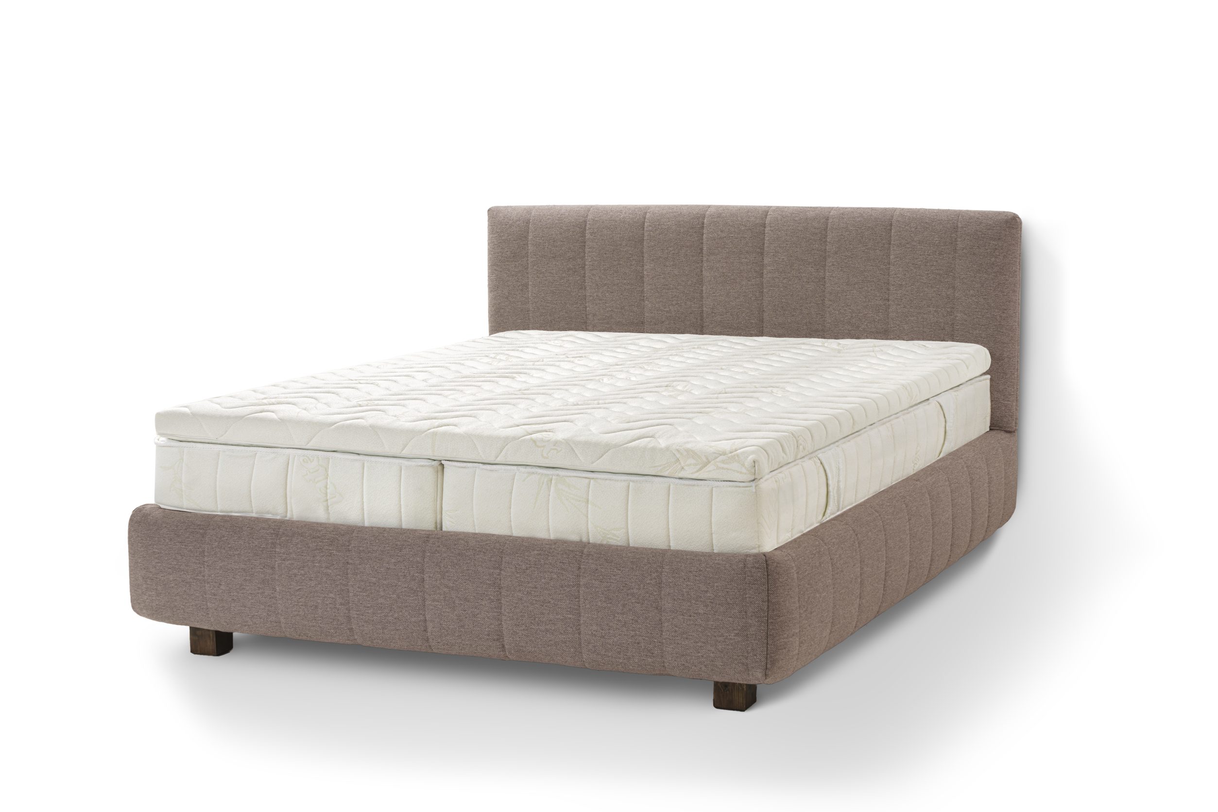 Letti Moderni Holzbett Bett Calma, hergestellt aus hochwertigem Massivholz Siena Brown