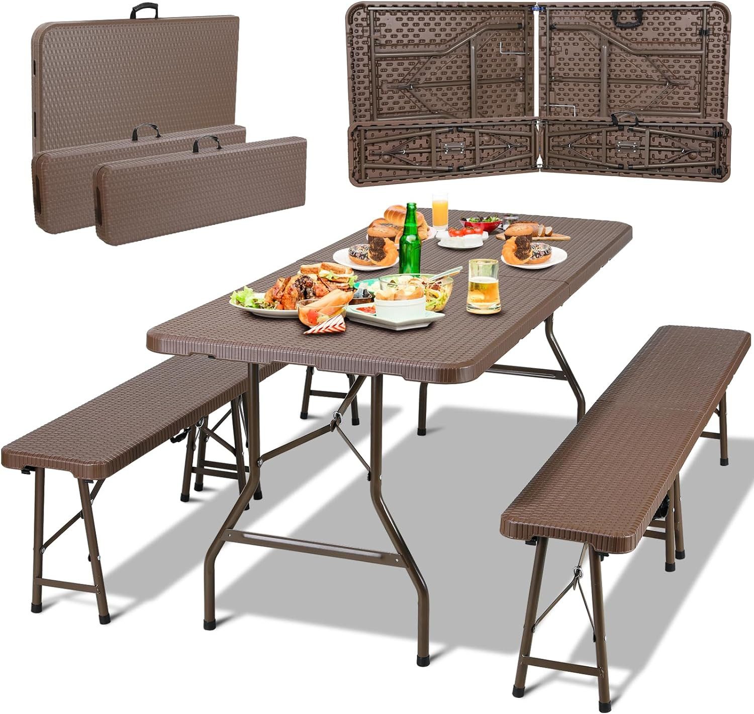 TLGREEN Bierzeltgarnitur Campingtisch, Pflegeleicht und tragbar, günstig online kaufen