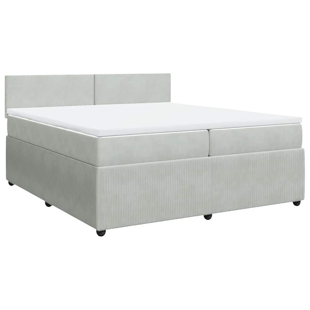Bett Boxspringbett mit Matratze Hellgrau 200x200 cm Samt