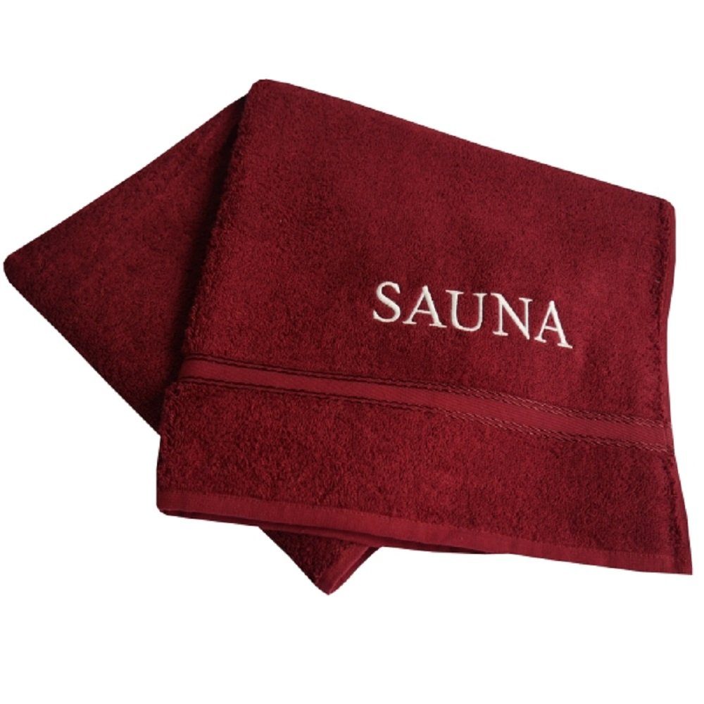 'SAUNA' Walkfrottier- 200 framsohn frottier Saunatuch Saunatuch Stick x 67 cm, Bordeaux framsohn mit (1-St)